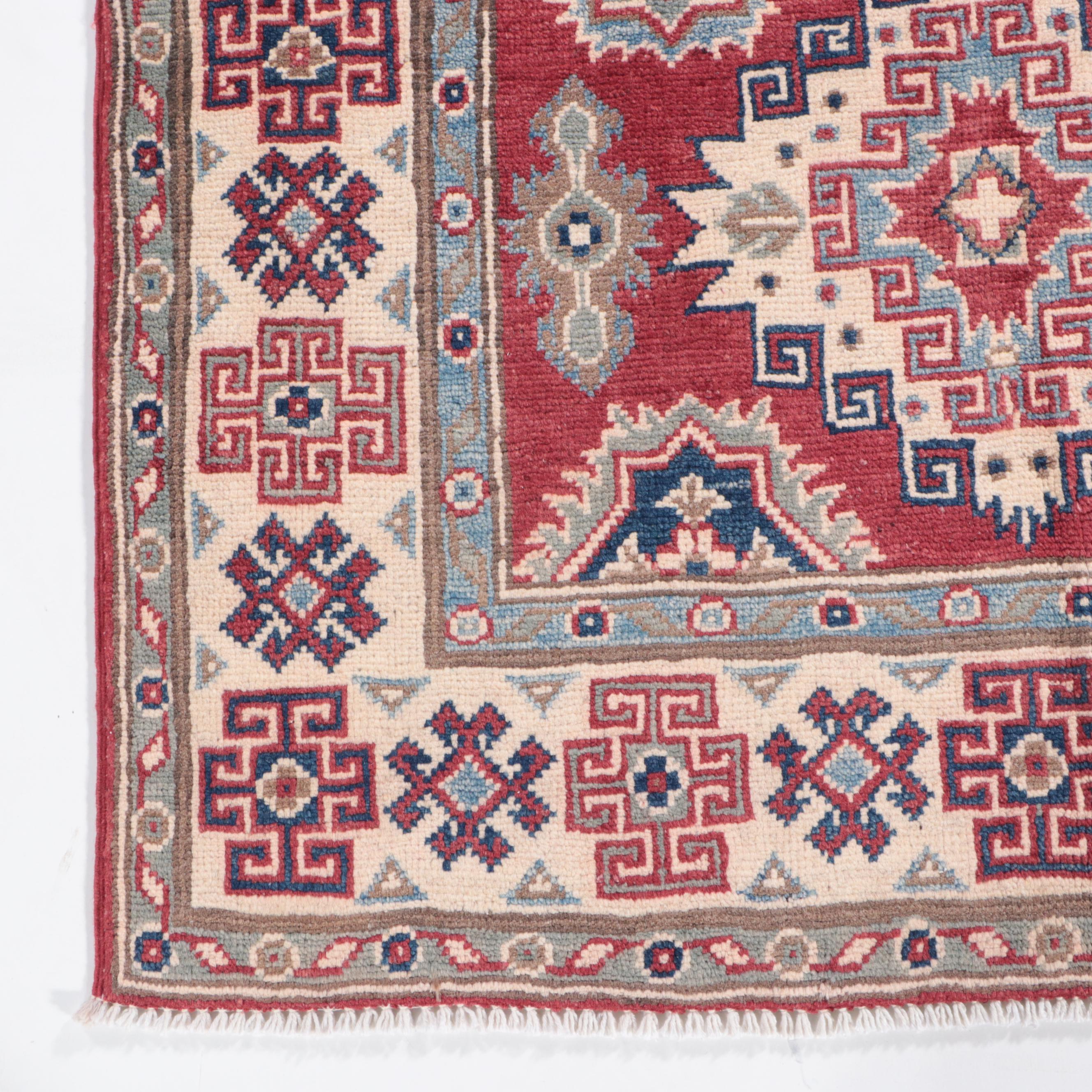 3'2 x 4'10 Hand-Knotted Pakistani Kazak Accent Rug