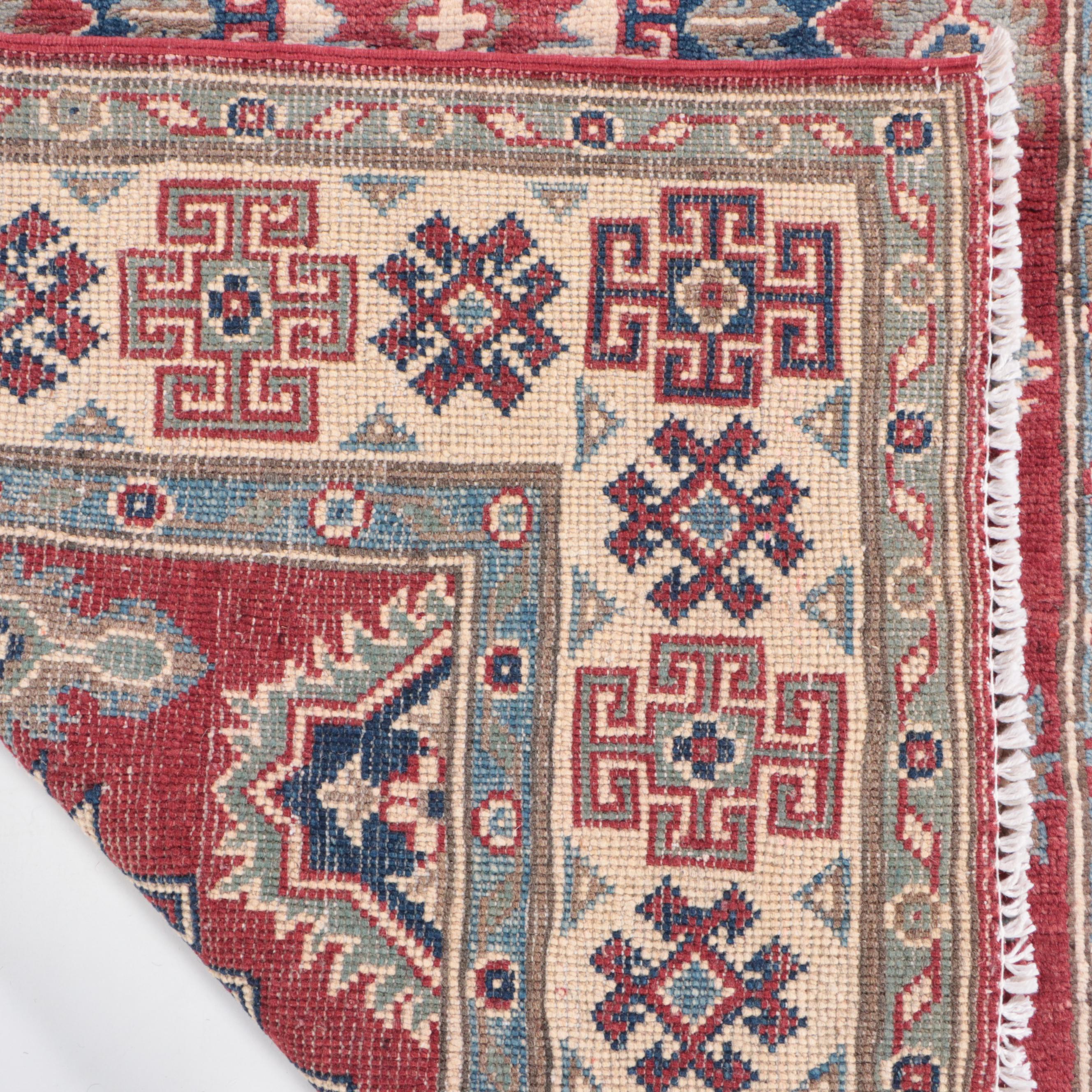 3'2 x 4'10 Hand-Knotted Pakistani Kazak Accent Rug
