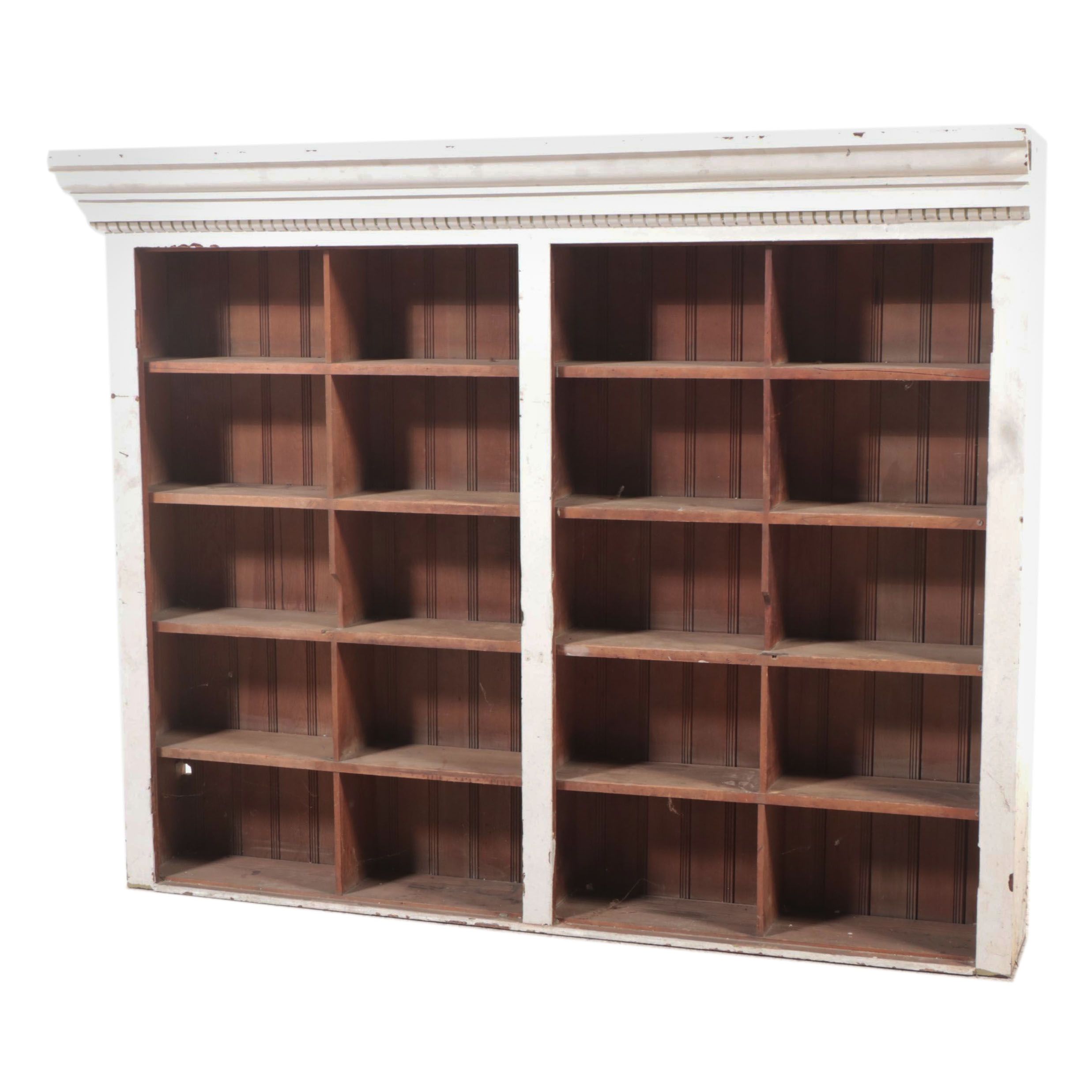 Neoclassical Style White-Painted and Beadboard Library Bookcase
