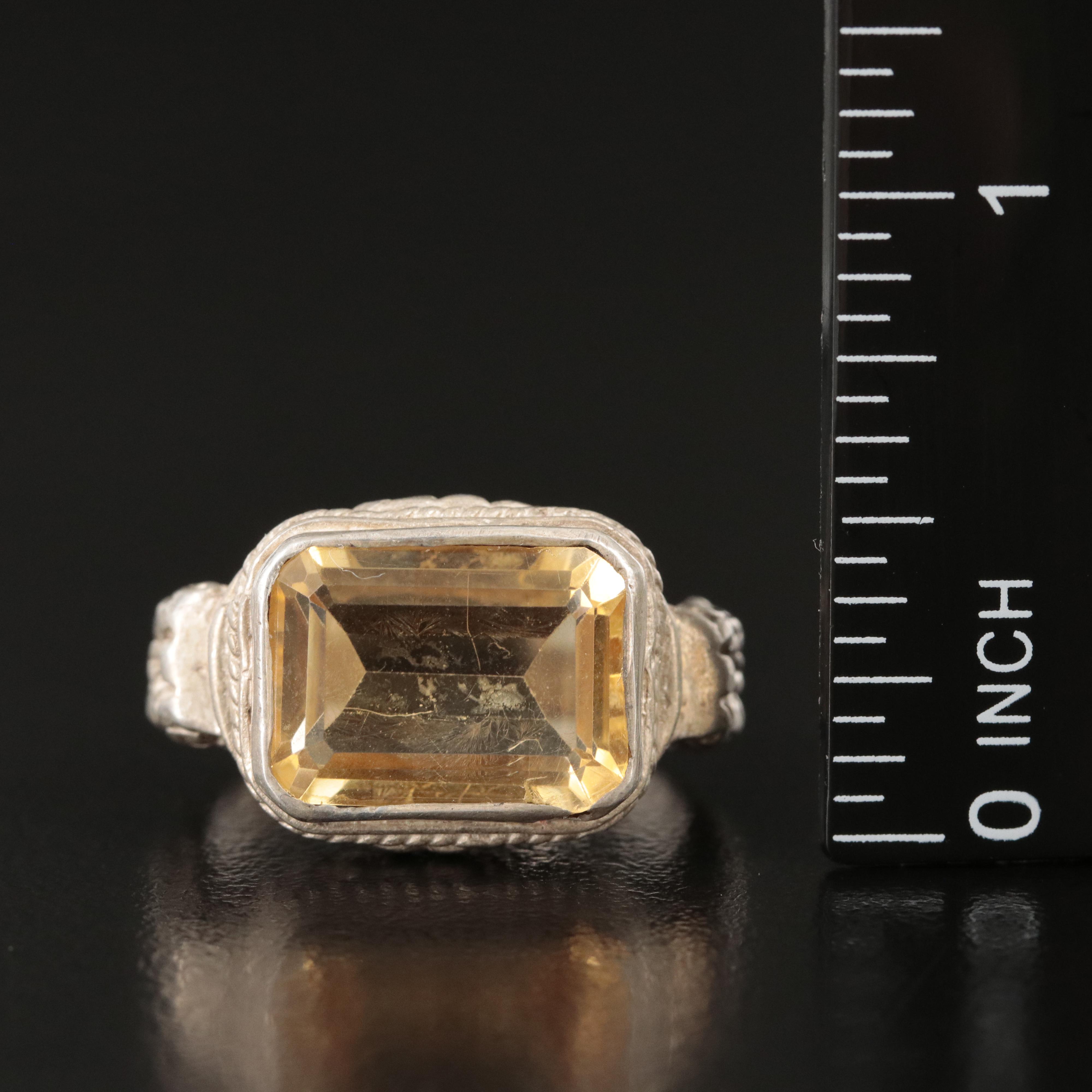 Sterling Citrine East-West Ring