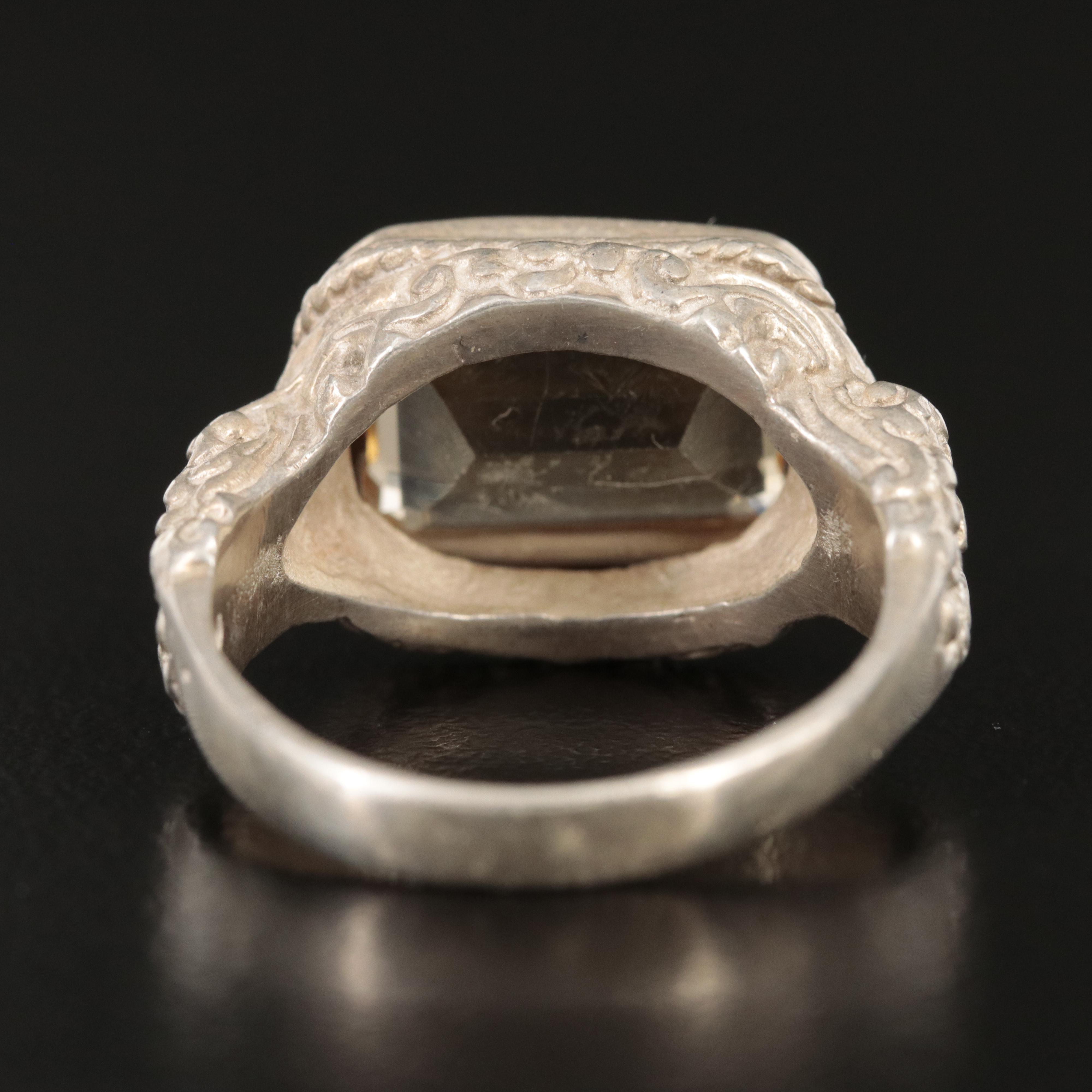 Sterling Citrine East-West Ring