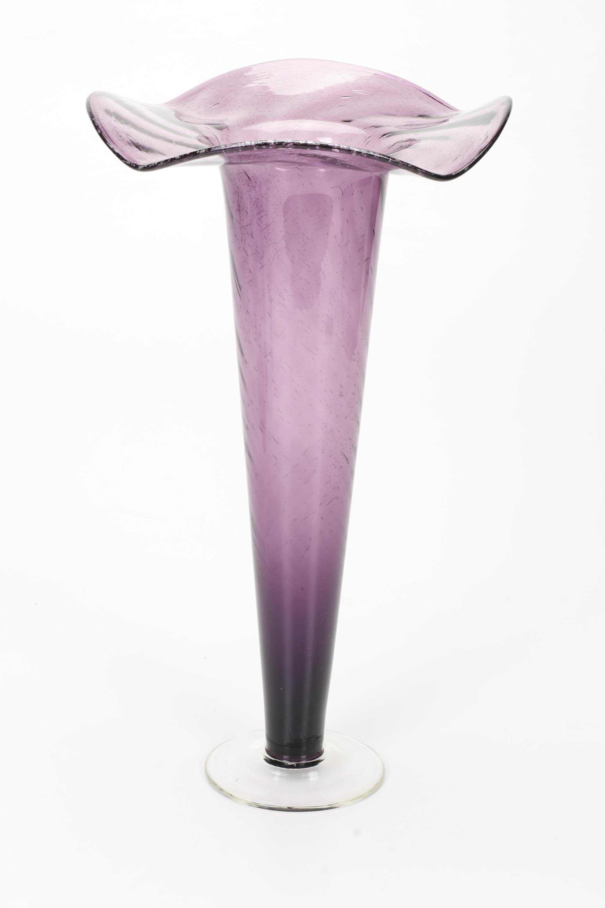 Signed Varsava Amethyst Glass Vase with Other Blown Glass Art Vases