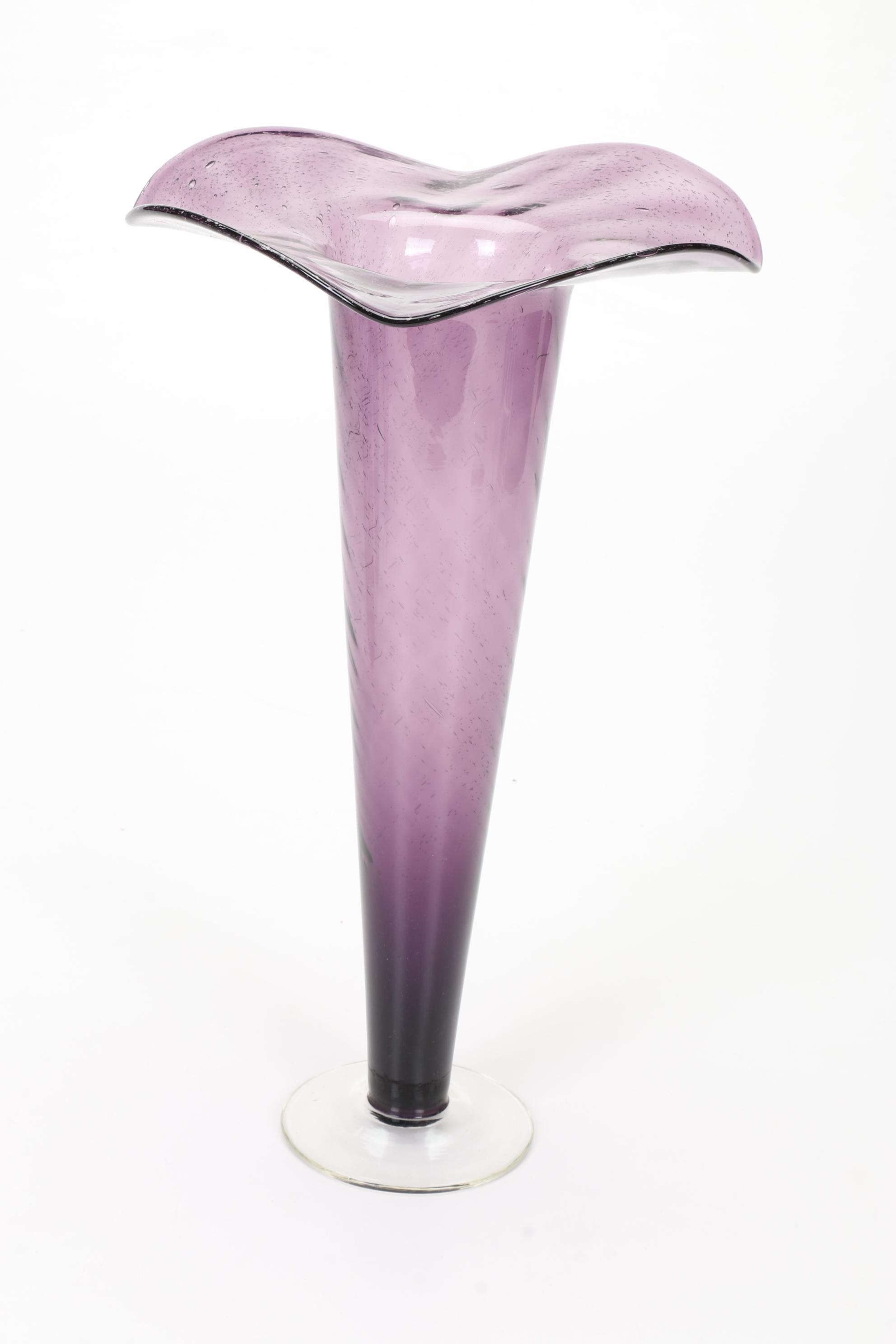 Signed Varsava Amethyst Glass Vase with Other Blown Glass Art Vases