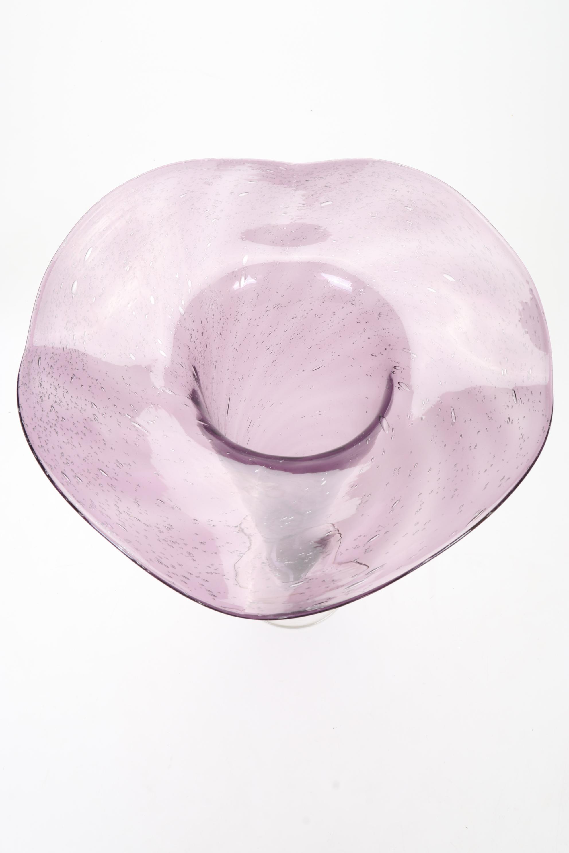 Signed Varsava Amethyst Glass Vase with Other Blown Glass Art Vases