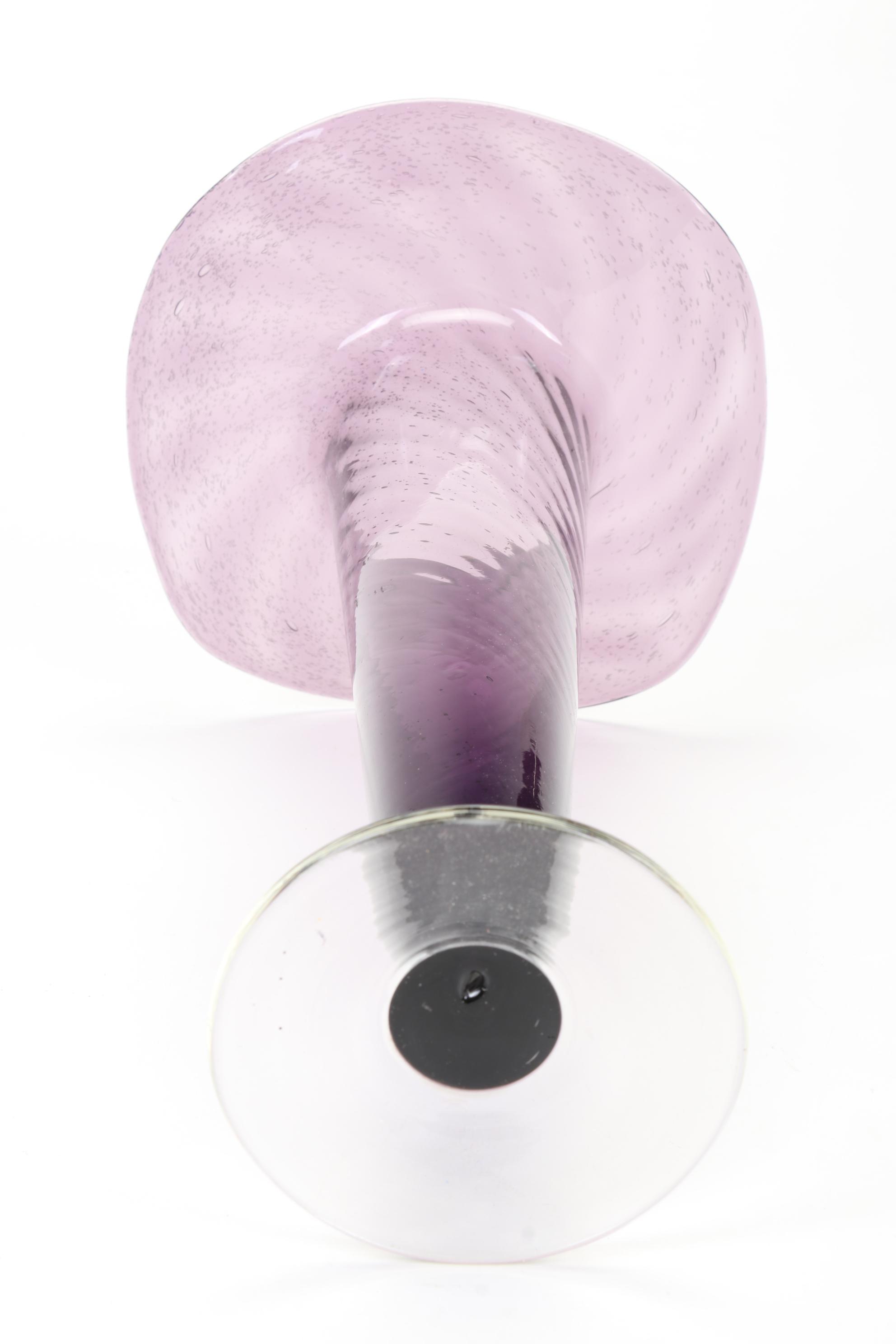 Signed Varsava Amethyst Glass Vase with Other Blown Glass Art Vases