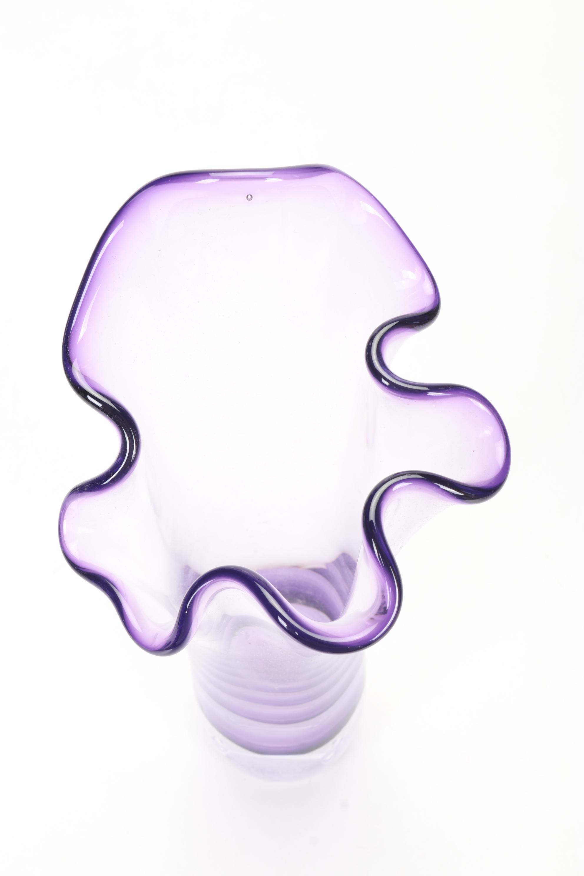 Signed Varsava Amethyst Glass Vase with Other Blown Glass Art Vases