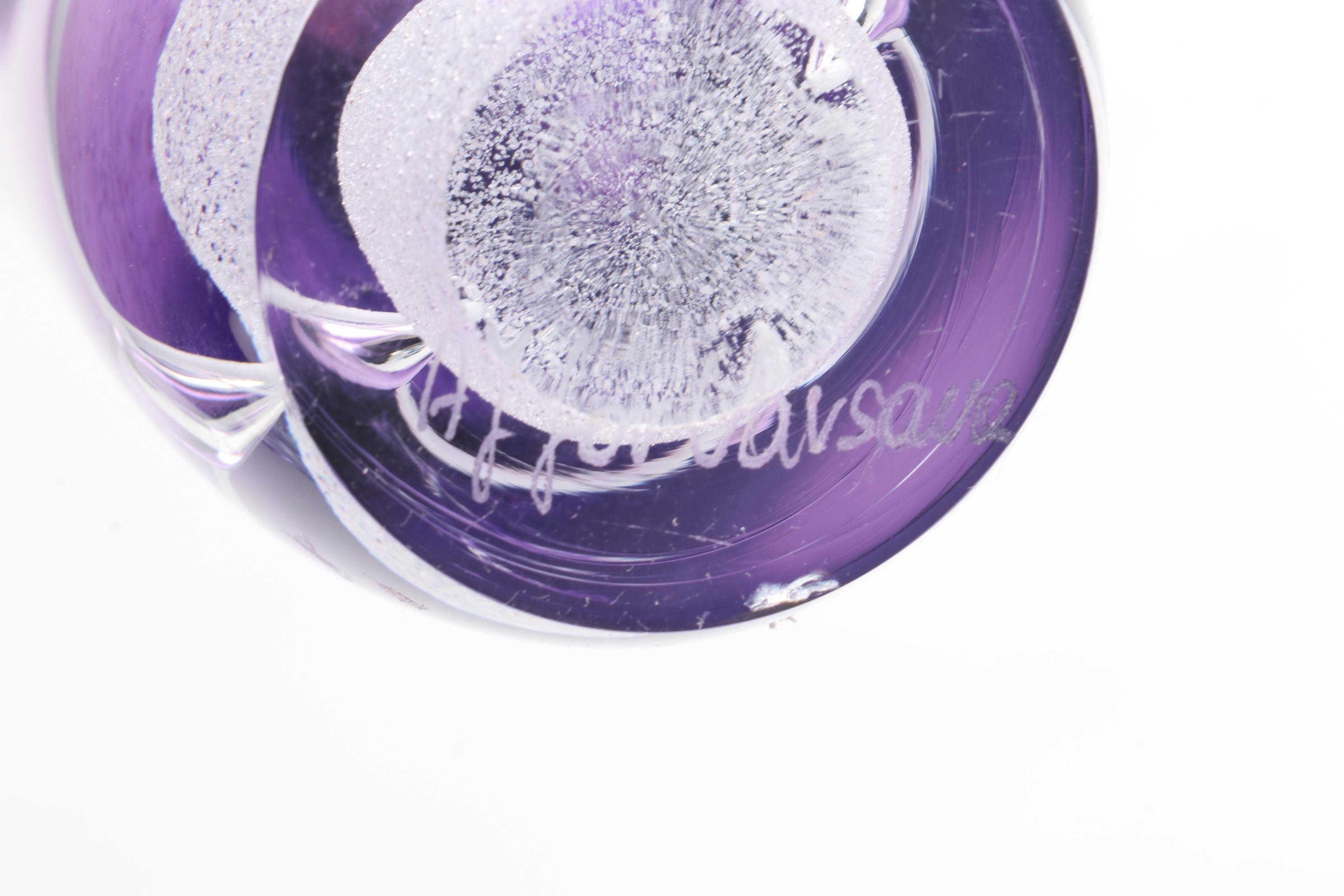 Signed Varsava Amethyst Glass Vase with Other Blown Glass Art Vases