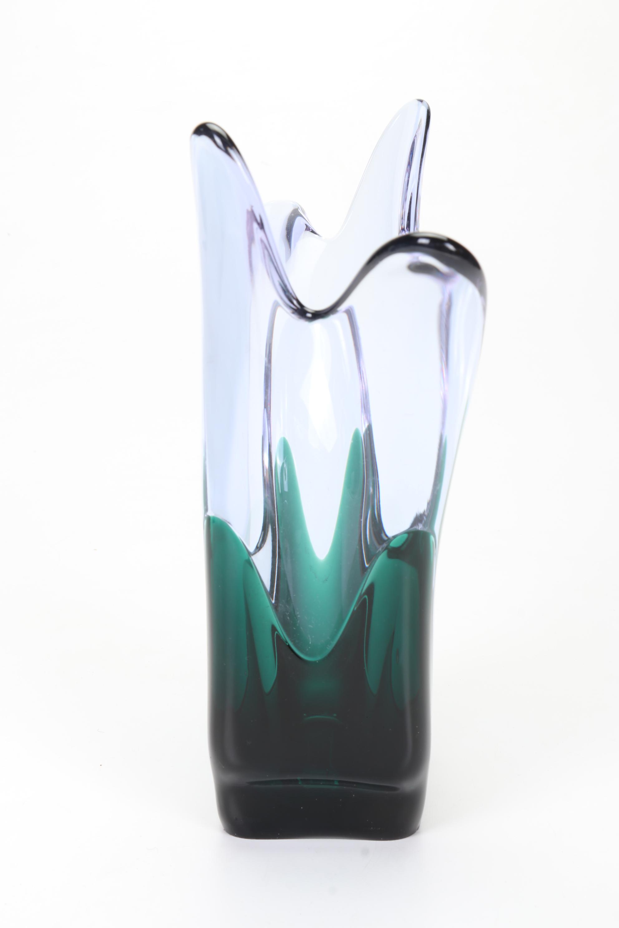 Signed Varsava Amethyst Glass Vase with Other Blown Glass Art Vases