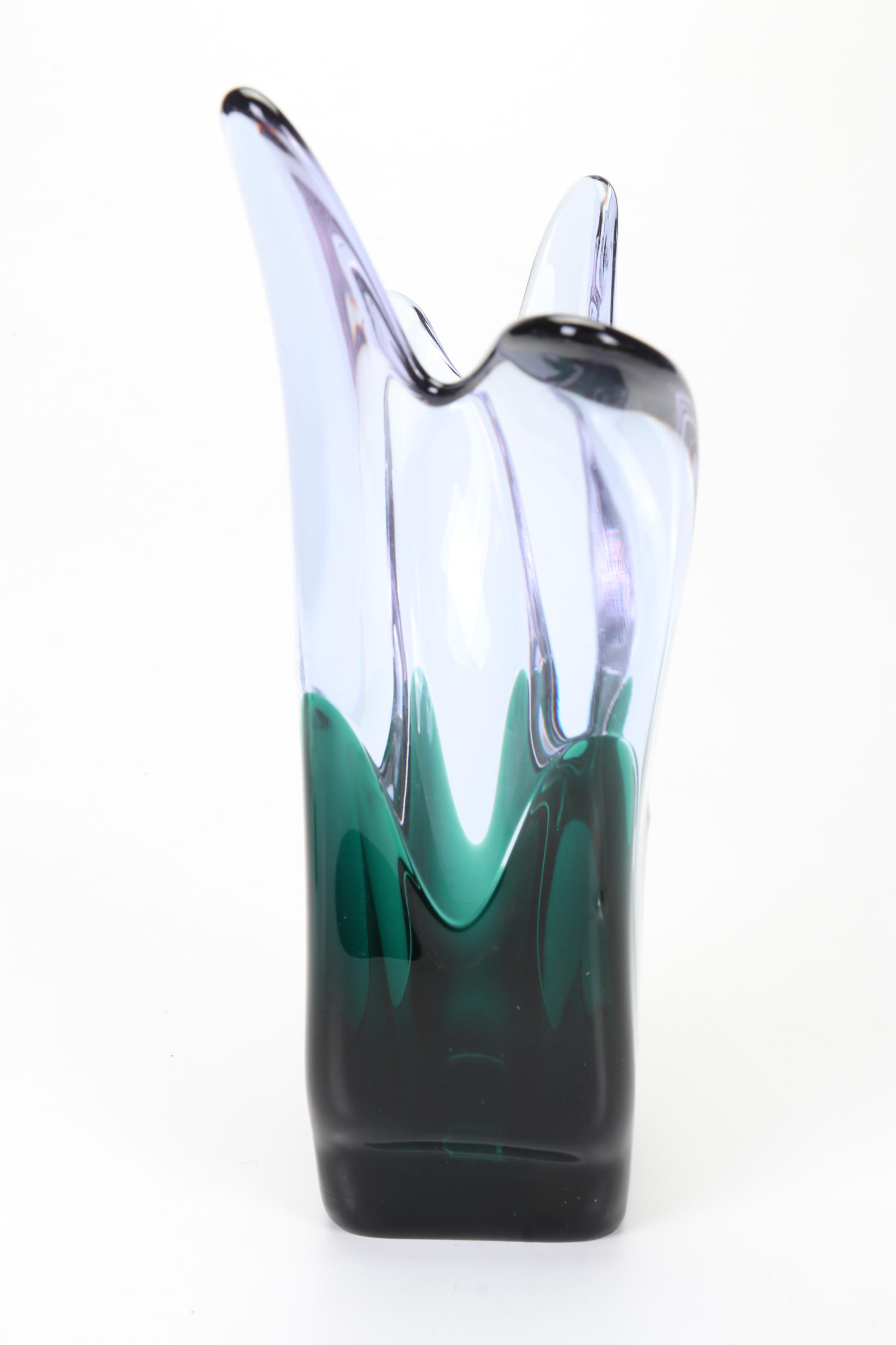 Signed Varsava Amethyst Glass Vase with Other Blown Glass Art Vases