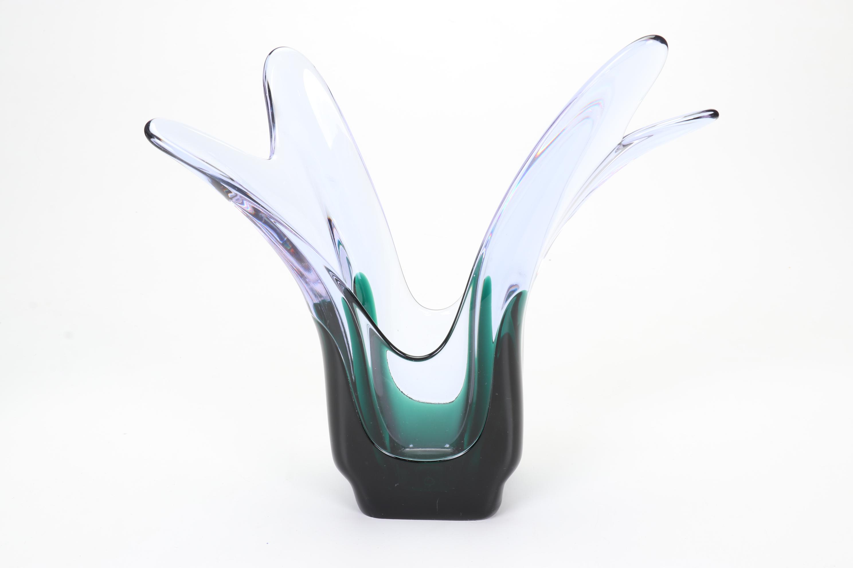 Signed Varsava Amethyst Glass Vase with Other Blown Glass Art Vases