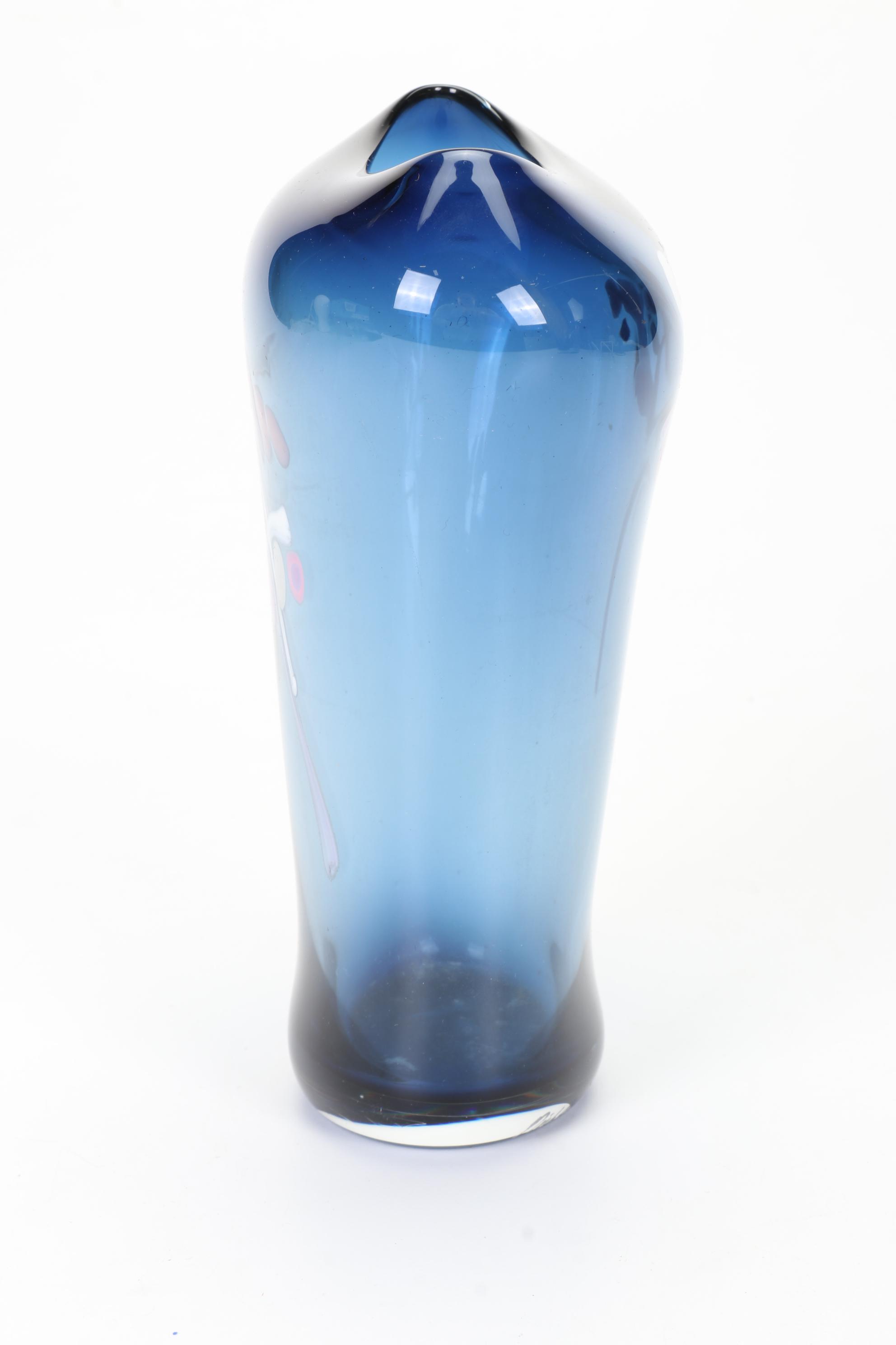 Signed Varsava Amethyst Glass Vase with Other Blown Glass Art Vases