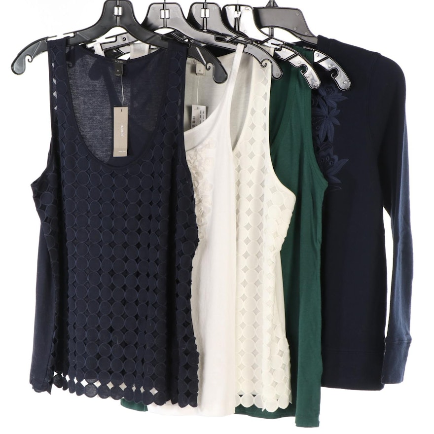 J. Crew Embroidered Sweatshirt with Tanks and Camisole