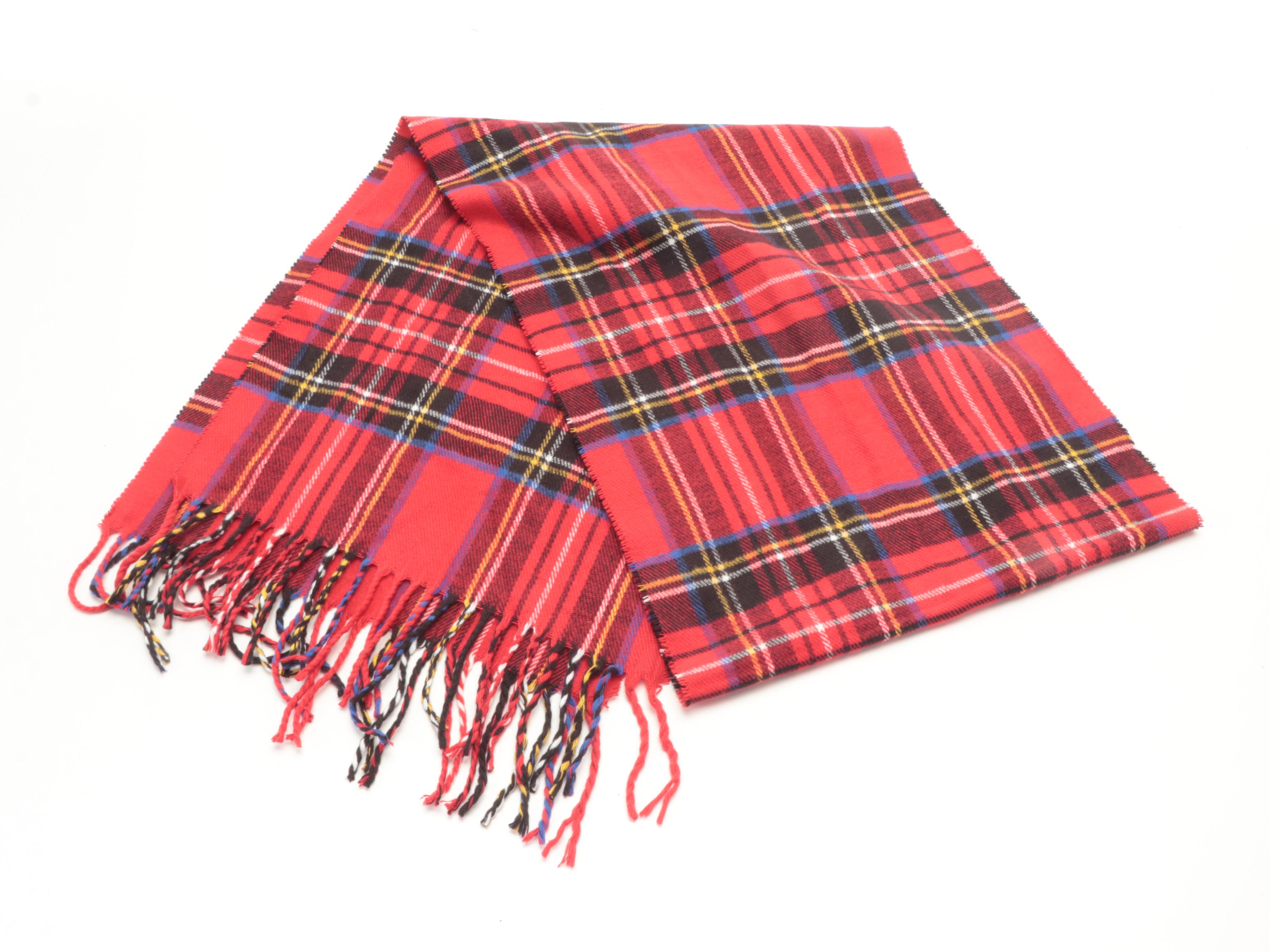 Multicolor Wool Tweed Scarves, Plaid Scarves, and Knit Beanies