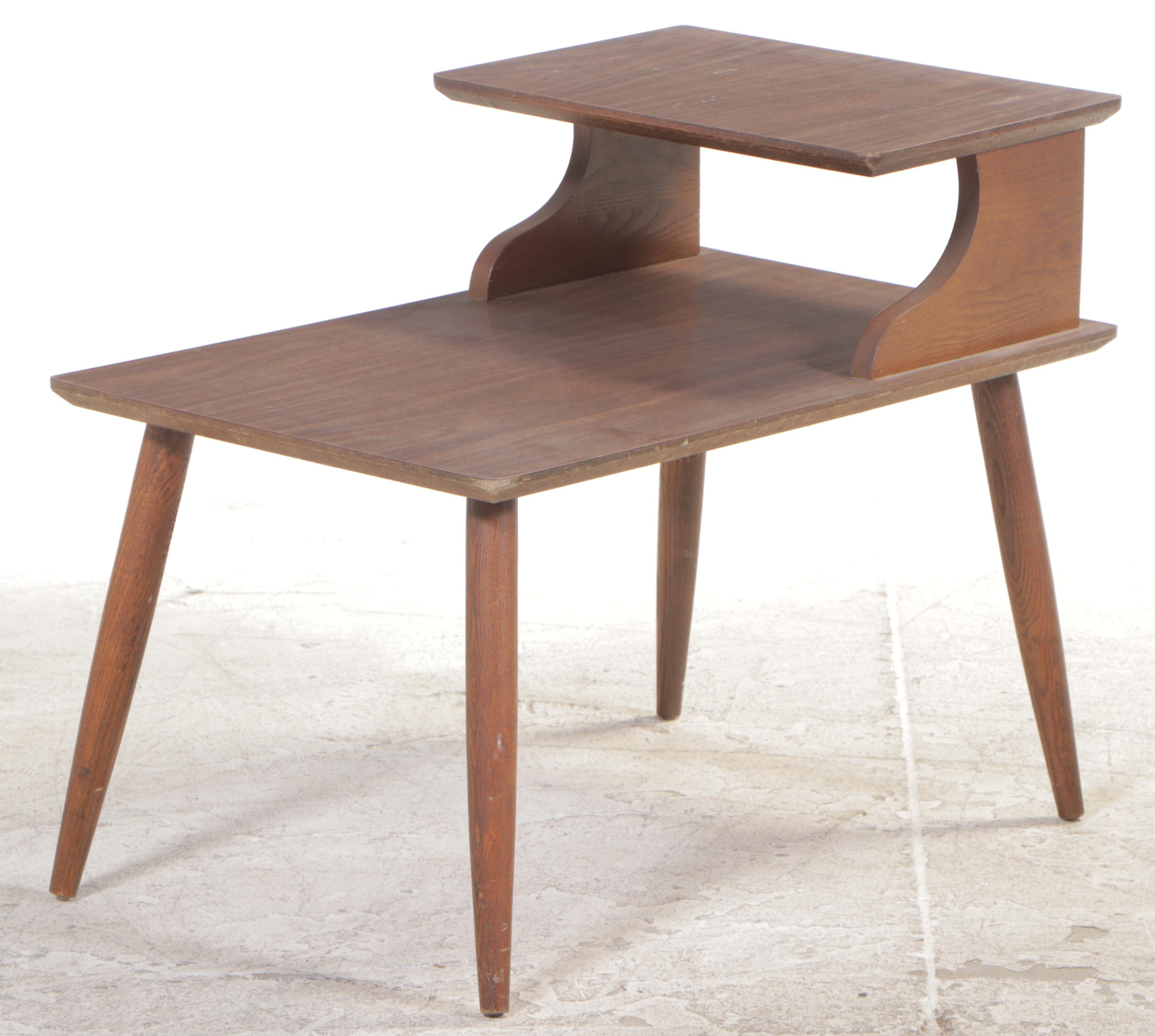 Two Mid Century Modern Tiered Side Tables, Mid to Late 20th C.