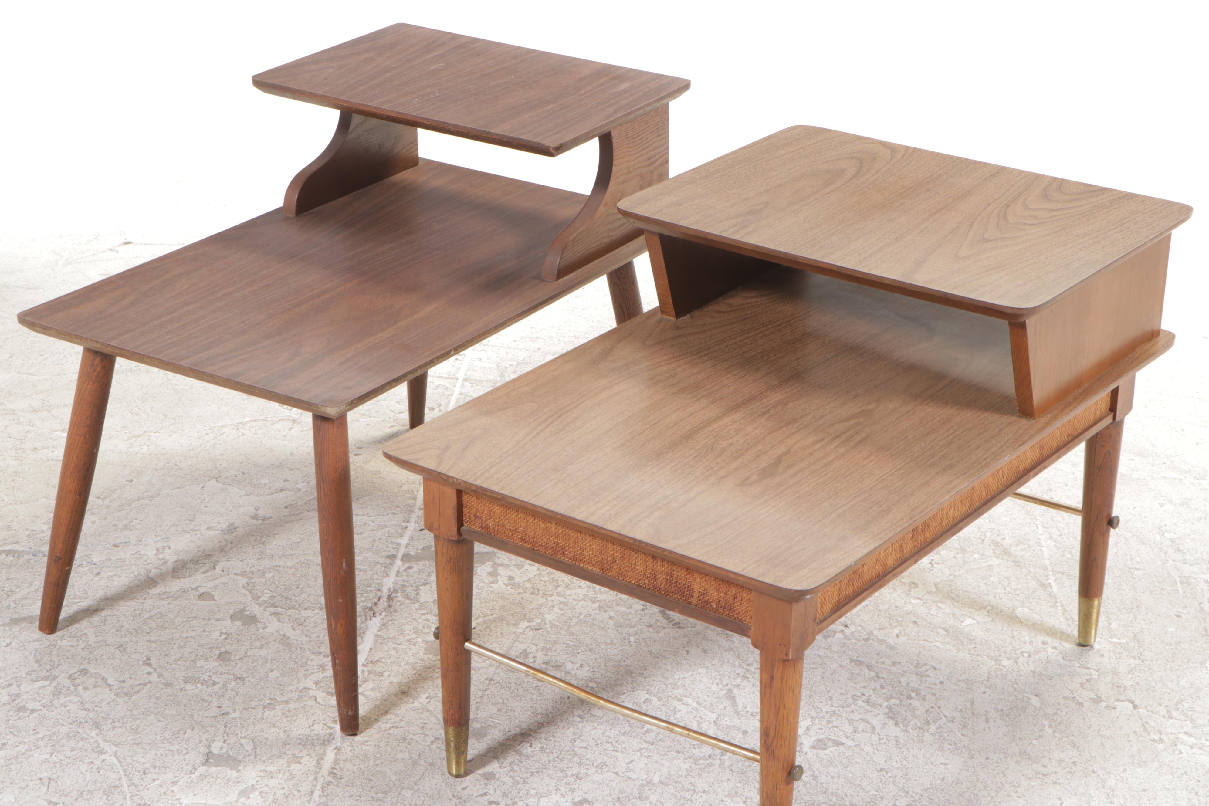 Two Mid Century Modern Tiered Side Tables, Mid to Late 20th C.
