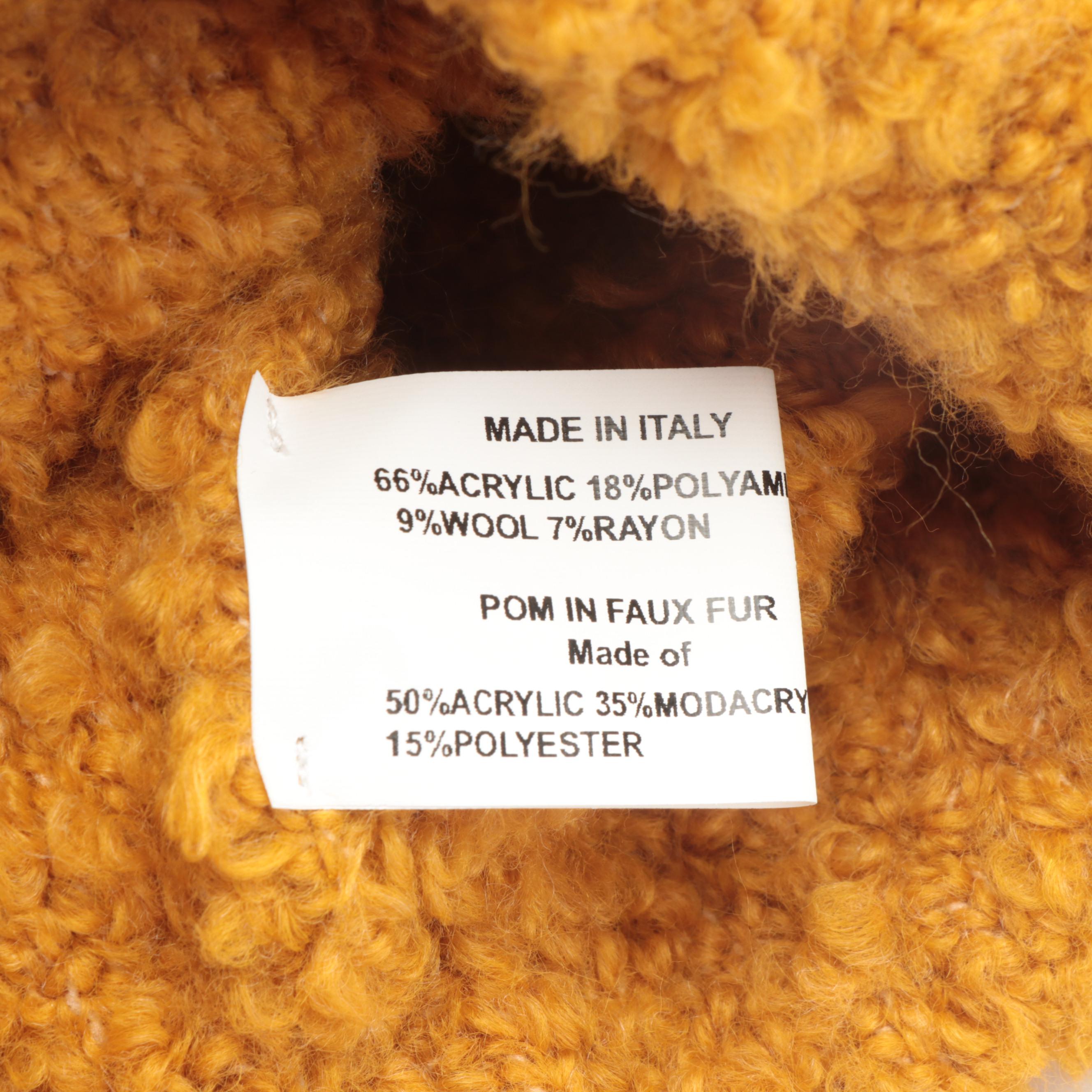 Multicolor Wool Tweed and Other Scarves with Faux Fur Pom-Pom Beanie