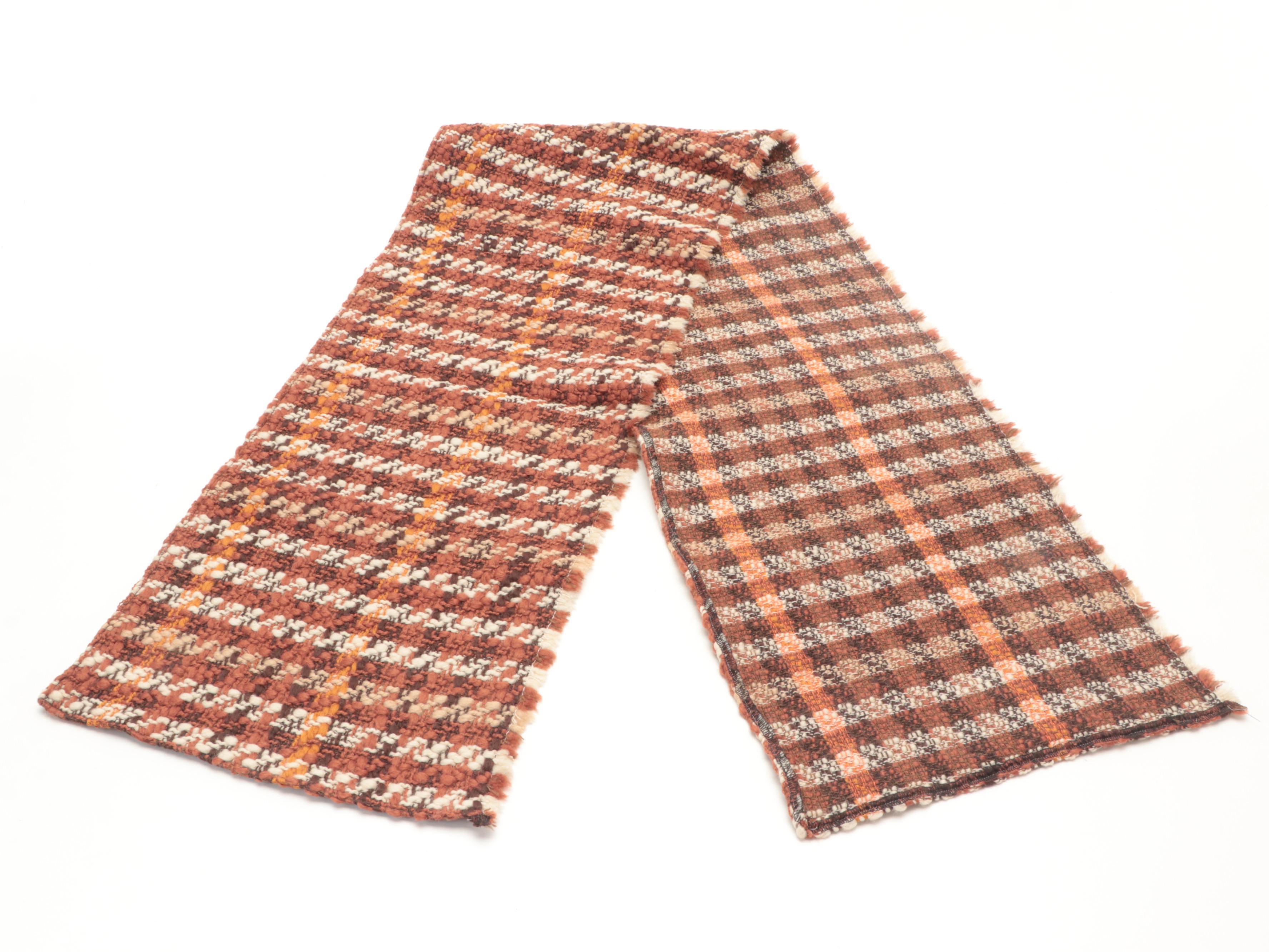 Multicolor Wool Tweed and Other Scarves with Faux Fur Pom-Pom Beanie