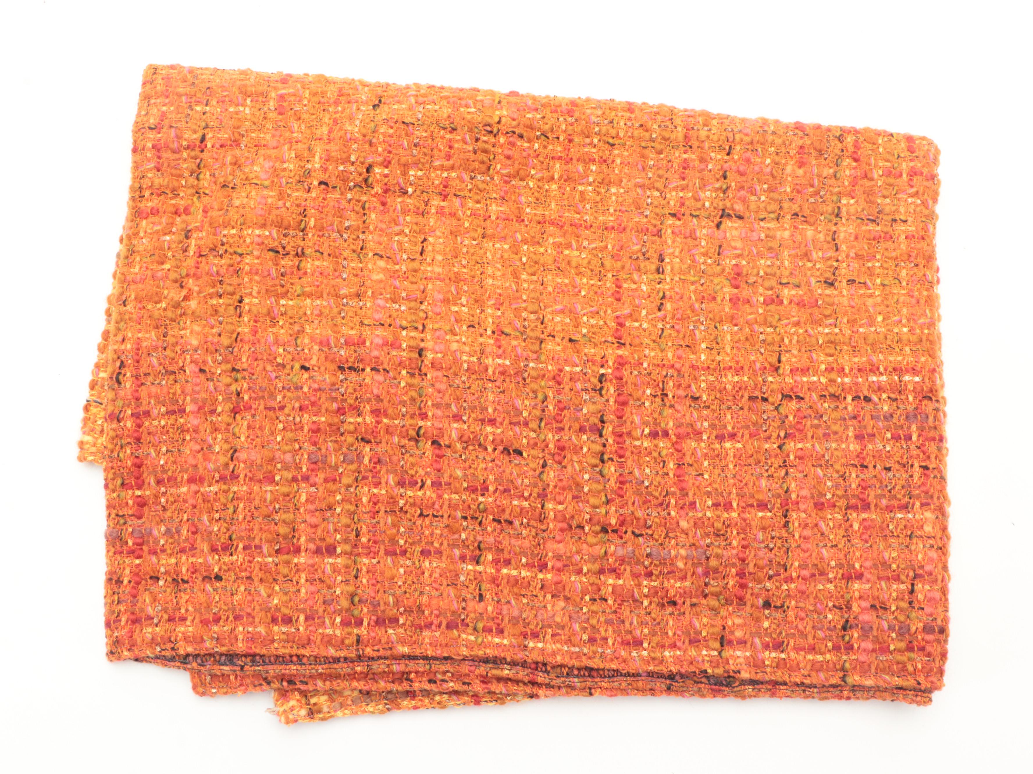 Multicolor Wool Tweed and Other Scarves with Faux Fur Pom-Pom Beanie