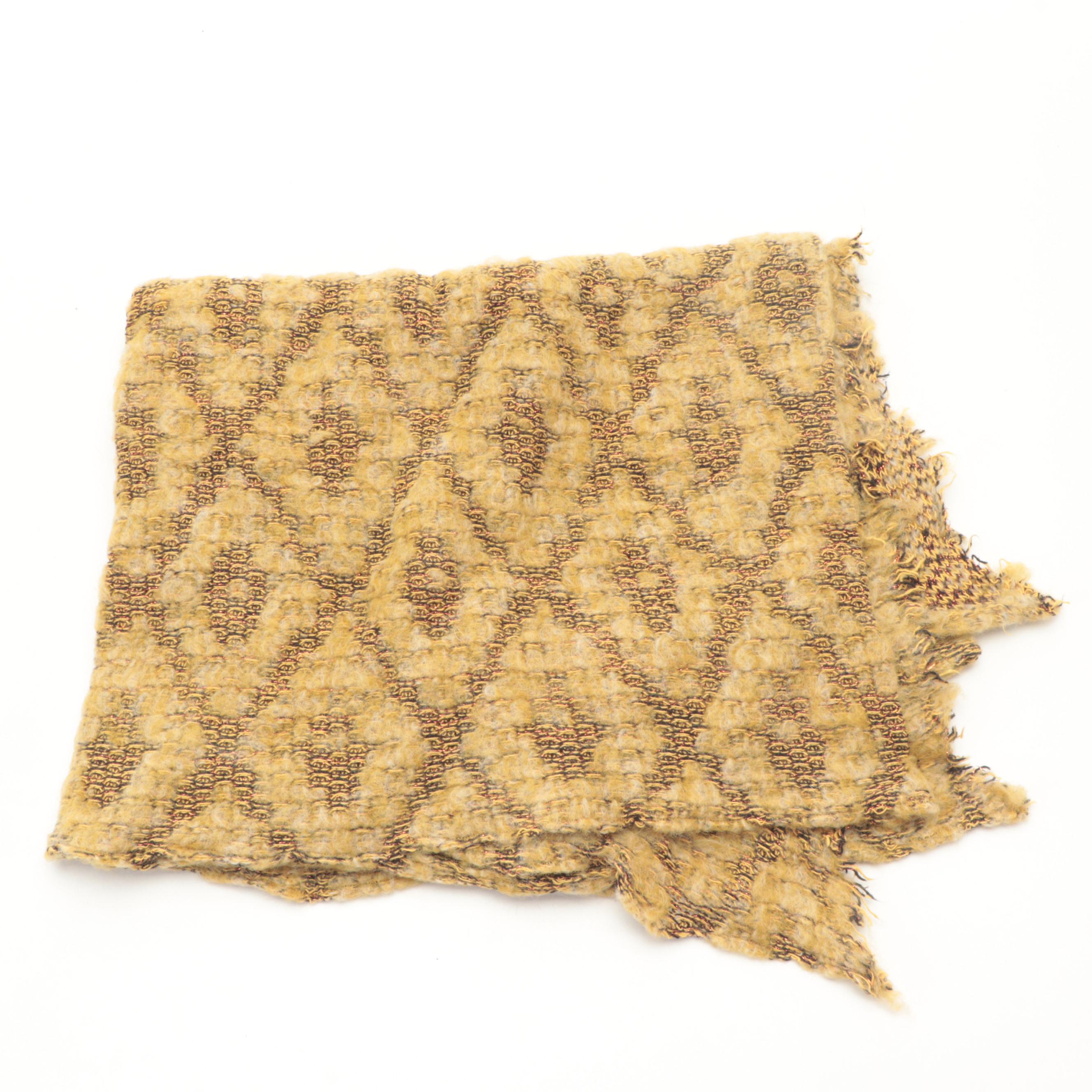 Multicolor Wool Tweed and Other Scarves with Faux Fur Pom-Pom Beanie