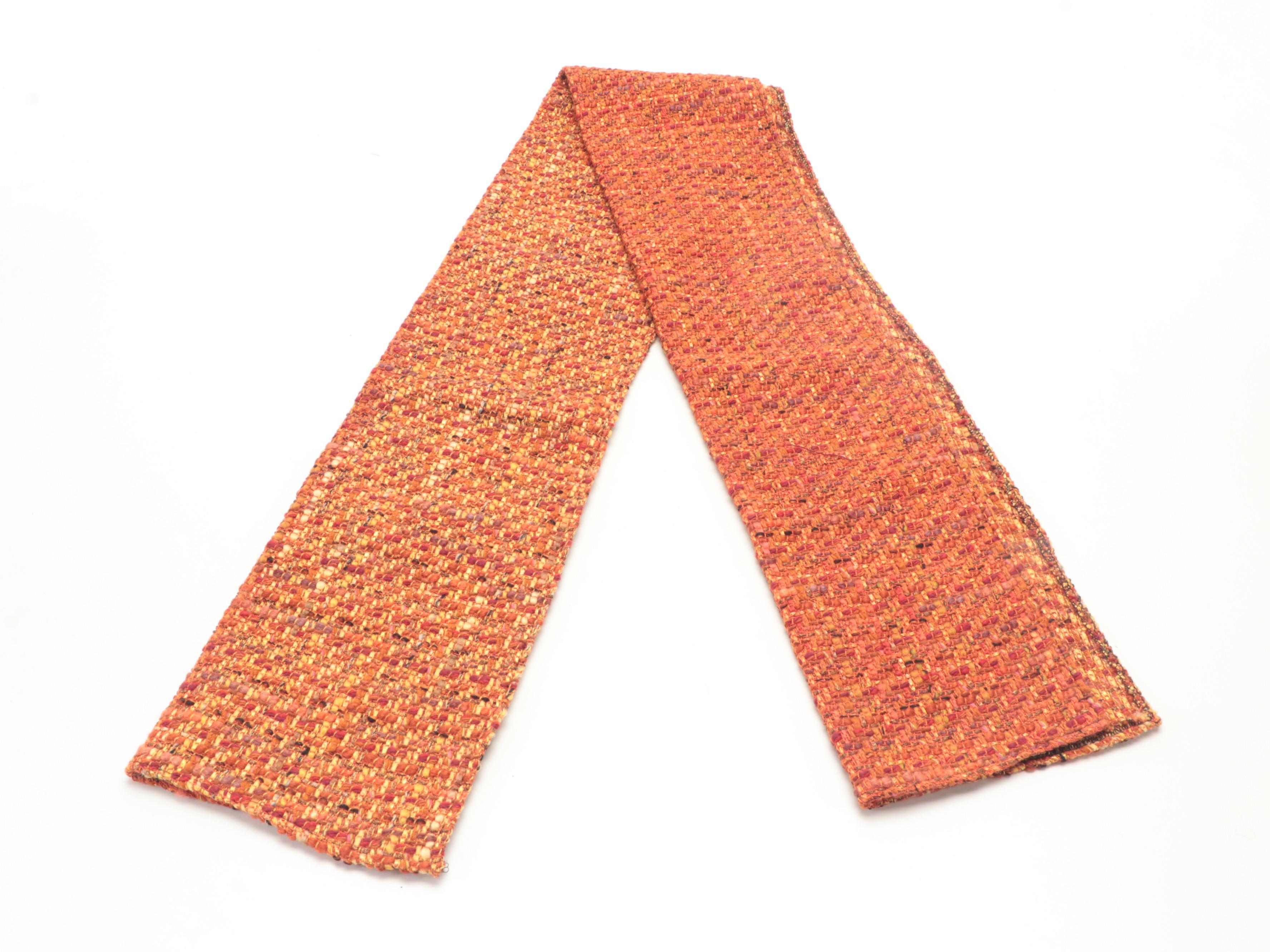 Multicolor Wool Tweed and Other Scarves with Faux Fur Pom-Pom Beanie