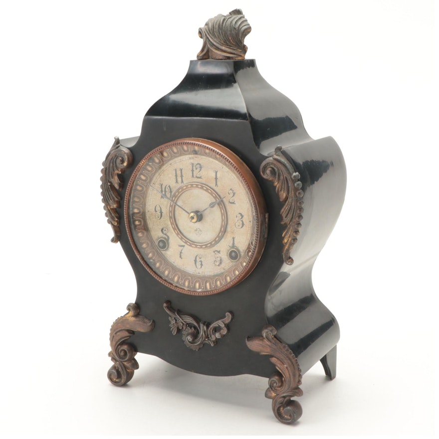 Ansonia Baroque Style Footed Mantel Clock, Late 19th Century