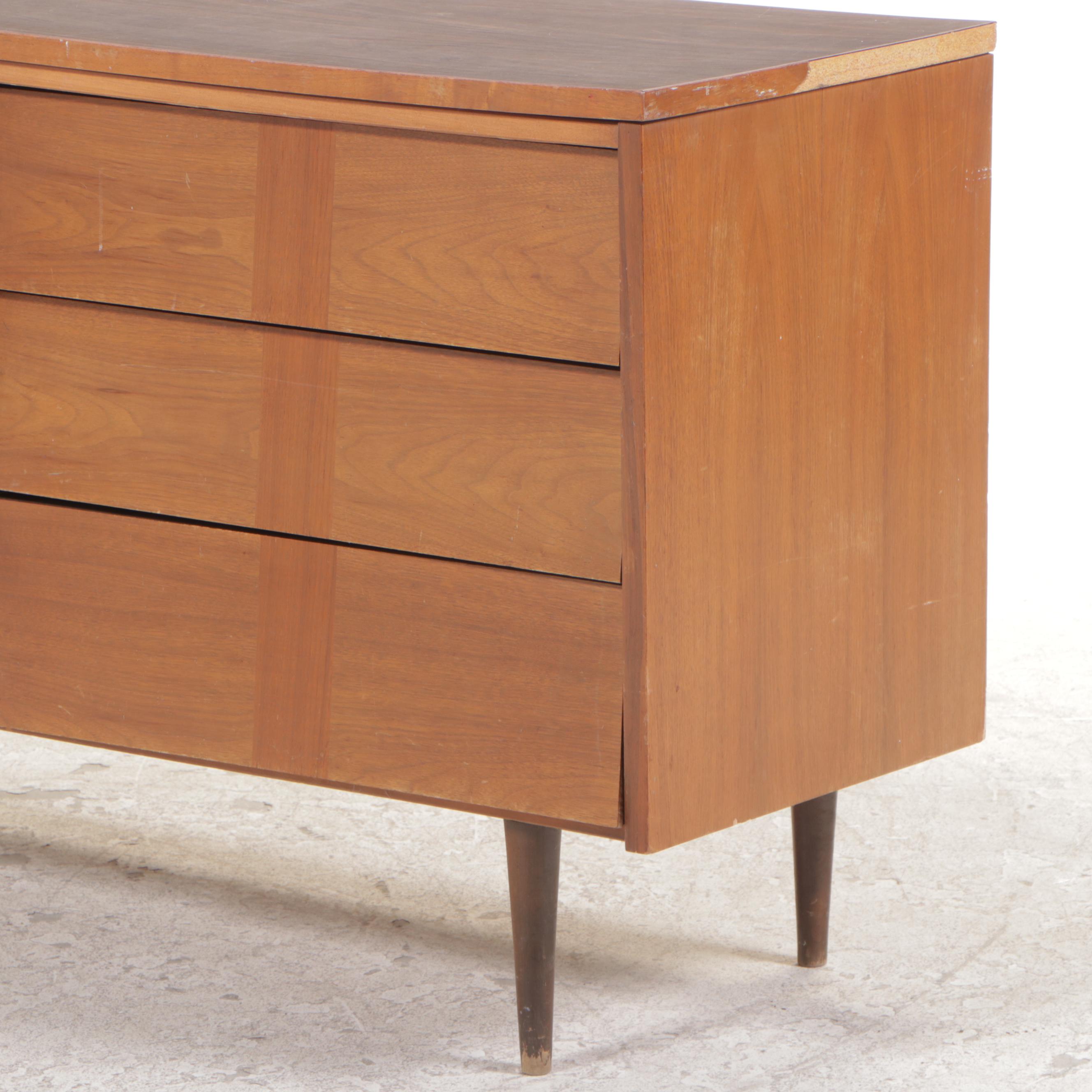 Ward Furniture Walnut and Laminate Modernist Double Dresser