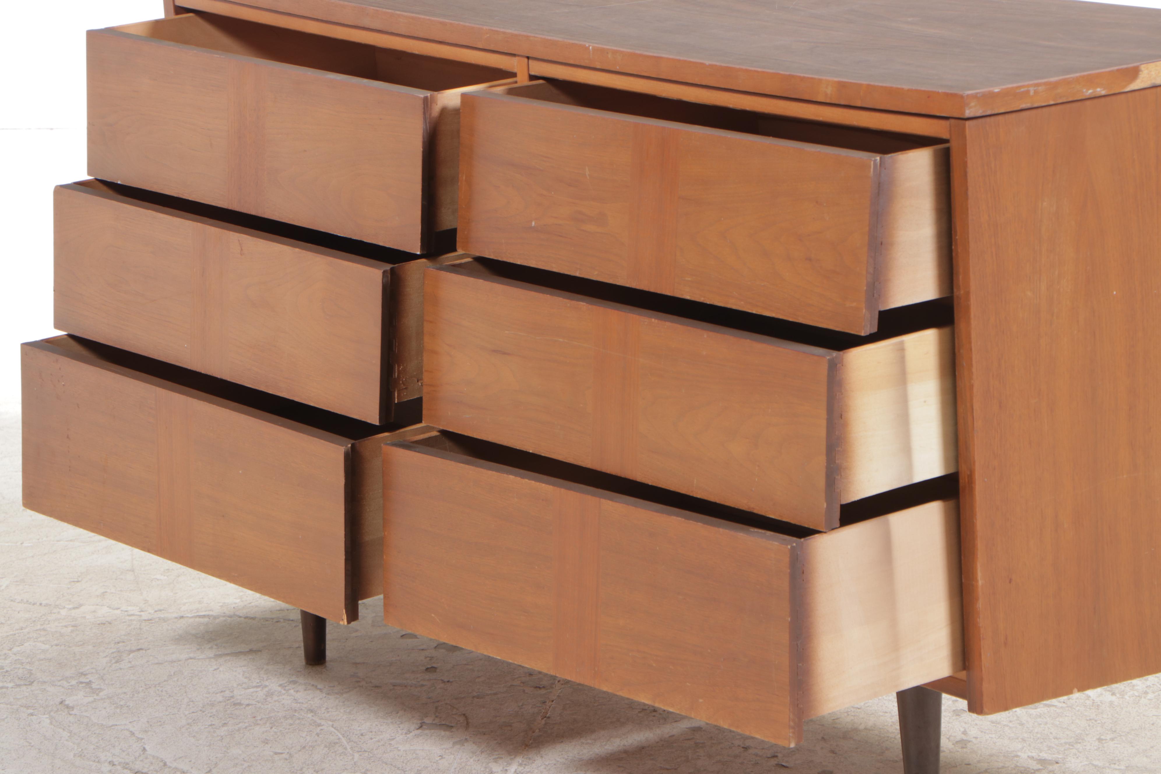 Ward Furniture Walnut and Laminate Modernist Double Dresser