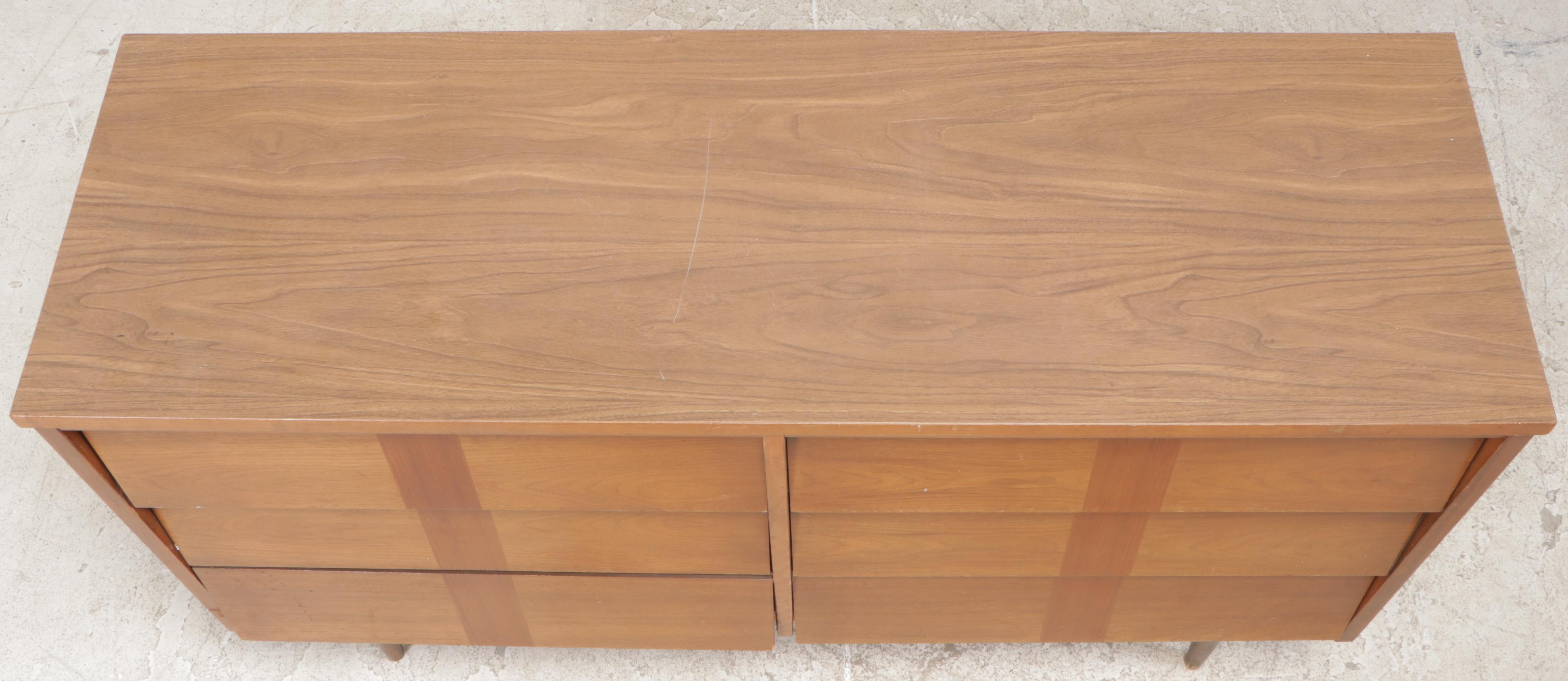 Ward Furniture Walnut and Laminate Modernist Double Dresser