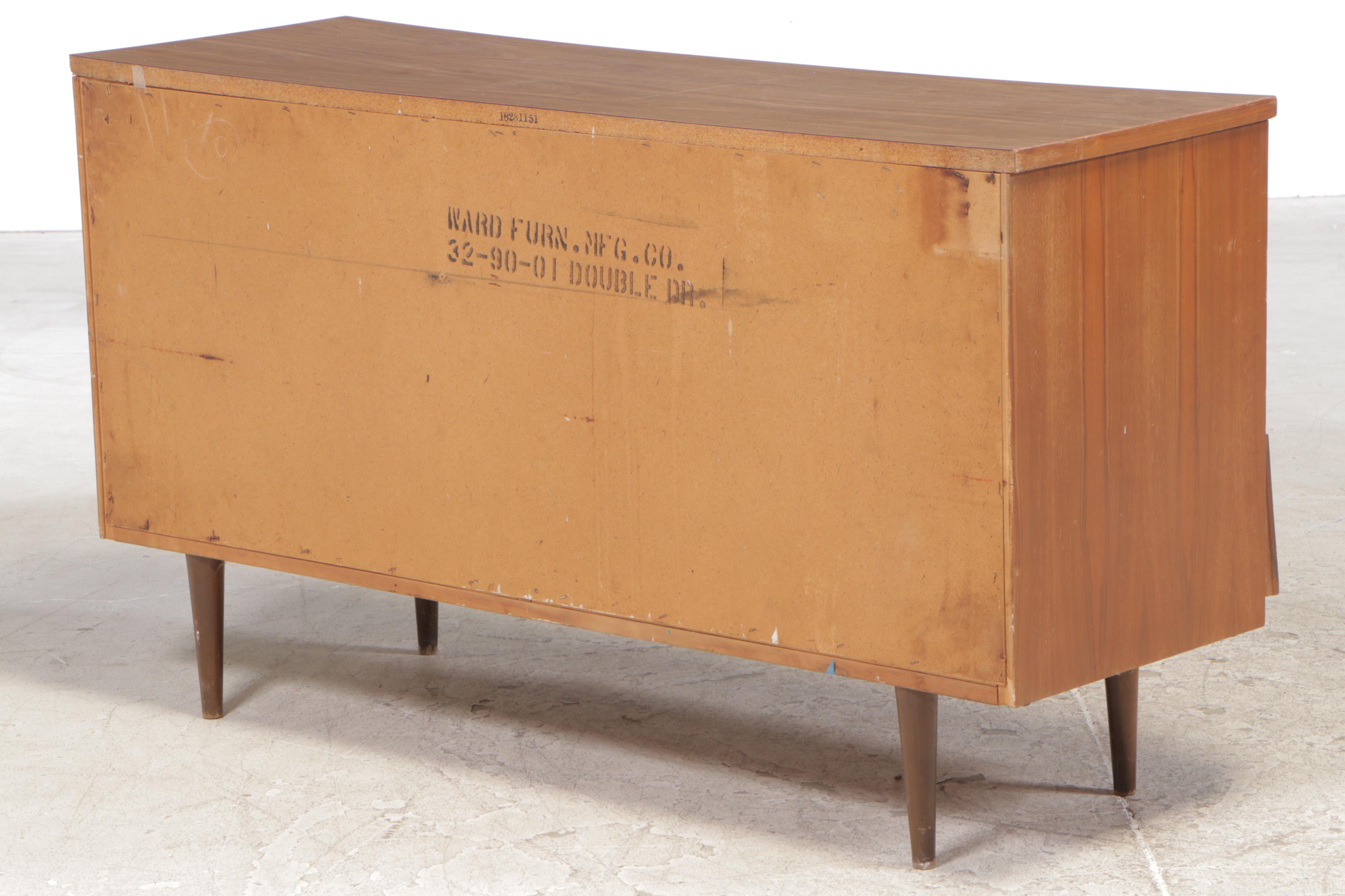 Ward Furniture Walnut and Laminate Modernist Double Dresser