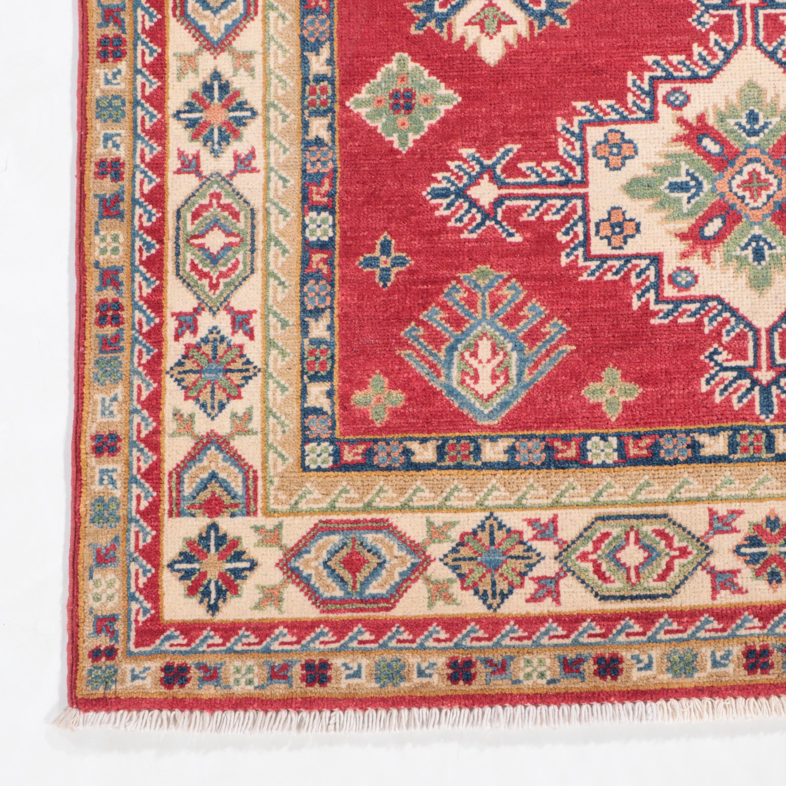 3'11 x 5'8 Hand-Knotted Pakistani Kazak Area Rug