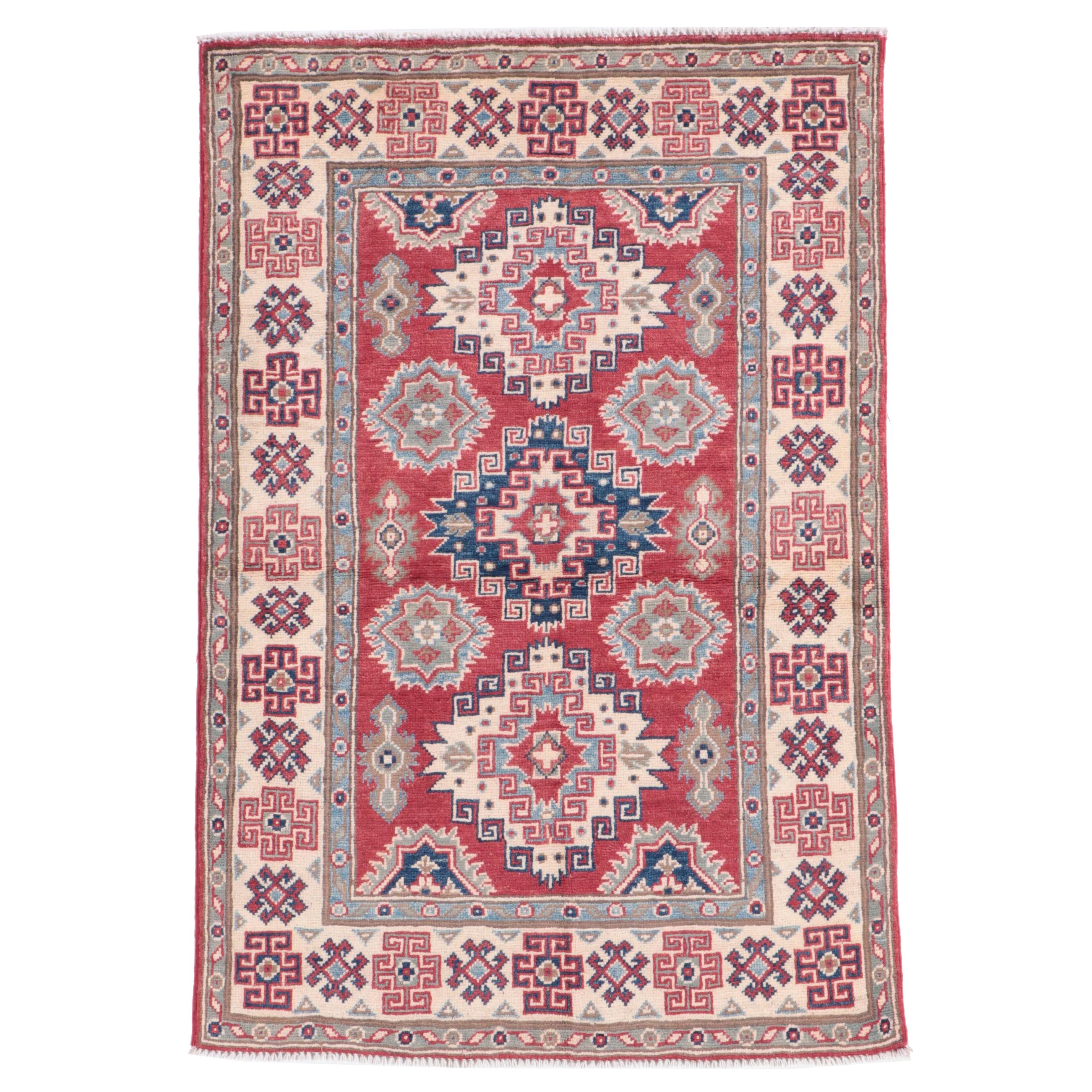 3'2 x 4'10 Hand-Knotted Pakistani Kazak Accent Rug