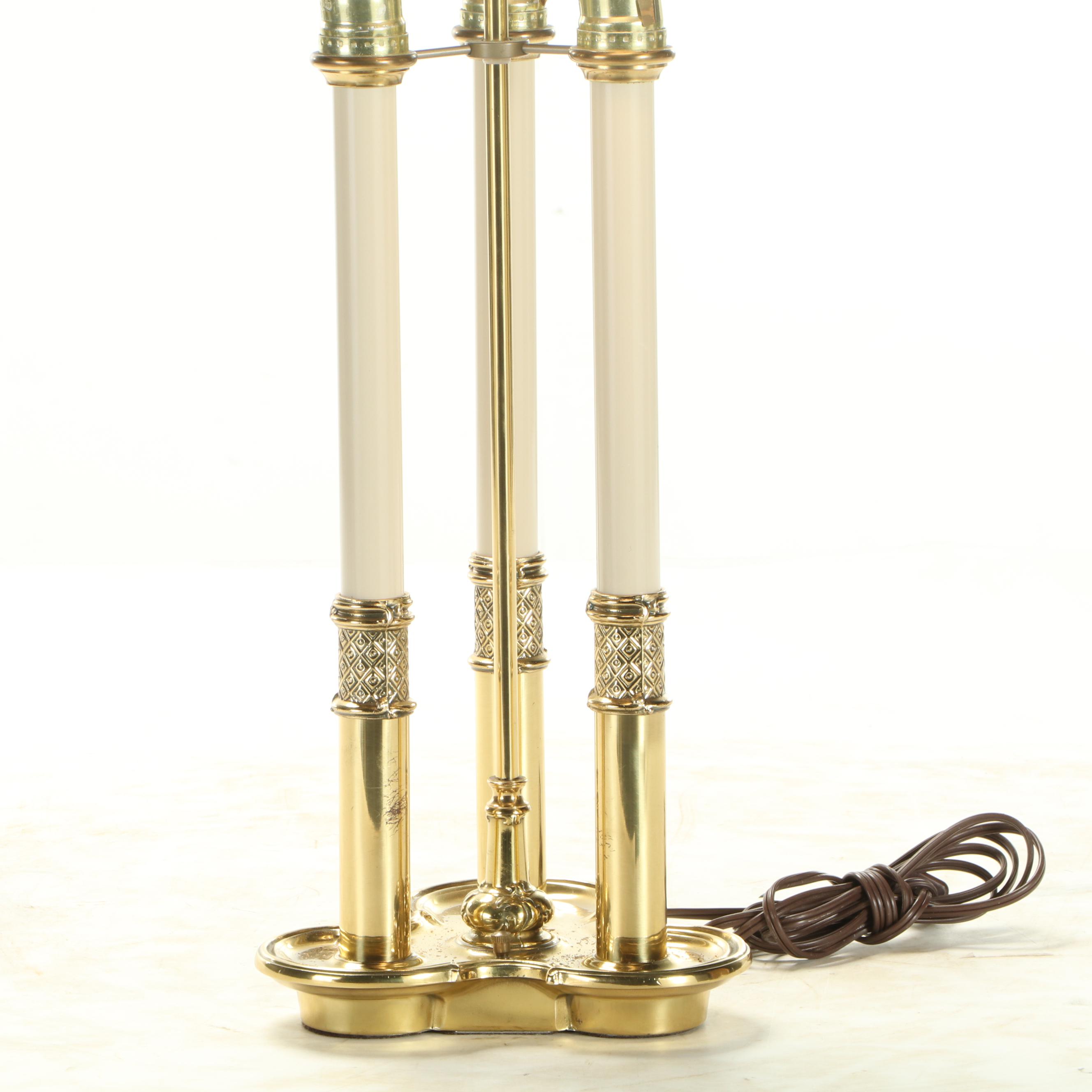 Neoclassical Three-Arm Bouillotte Style Table Lamp, Late 20th Century