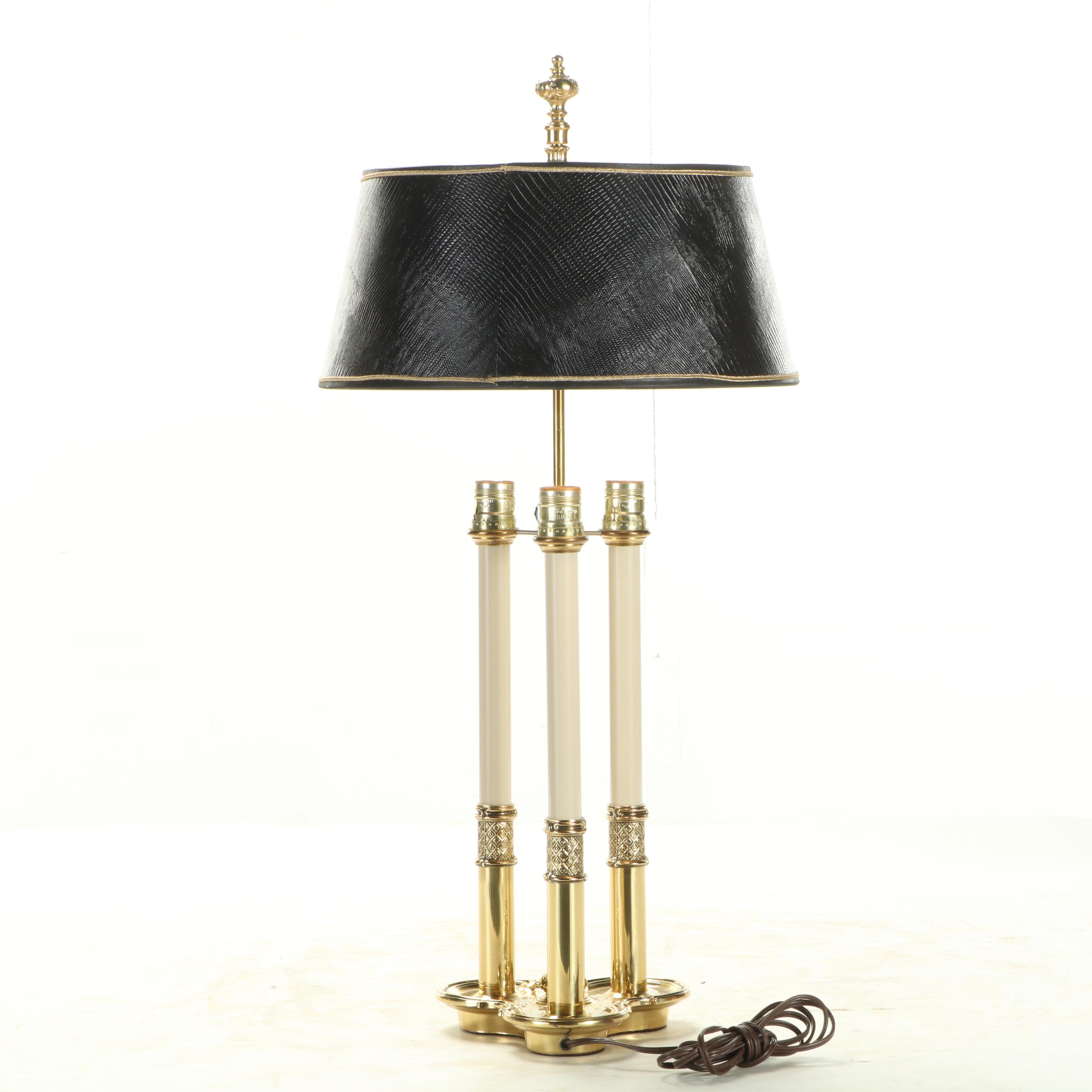 Neoclassical Three-Arm Bouillotte Style Table Lamp, Late 20th Century