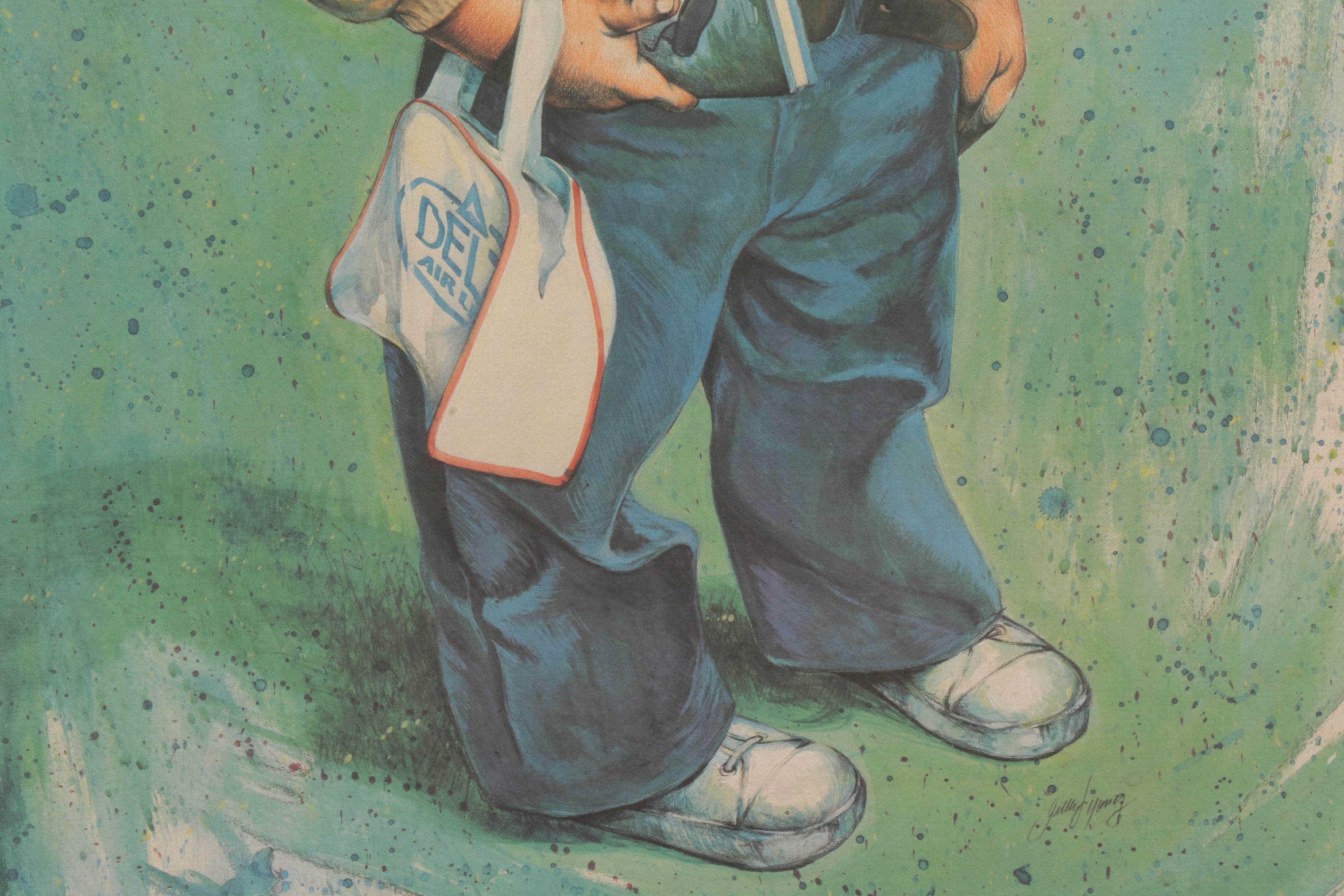Jim F. Young Offset Lithograph of Young Boy Holding Book, Circa 1970