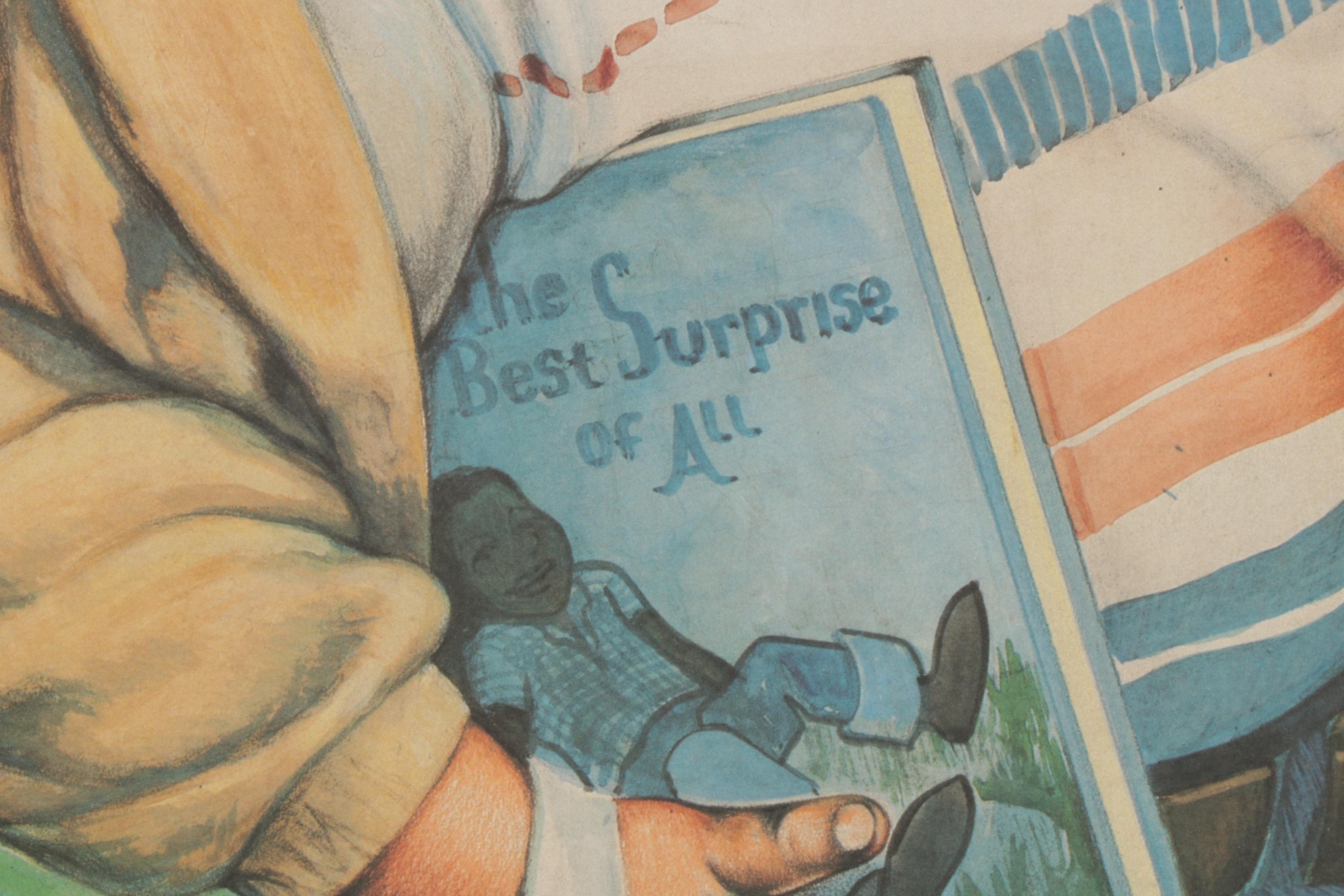 Jim F. Young Offset Lithograph of Young Boy Holding Book, Circa 1970