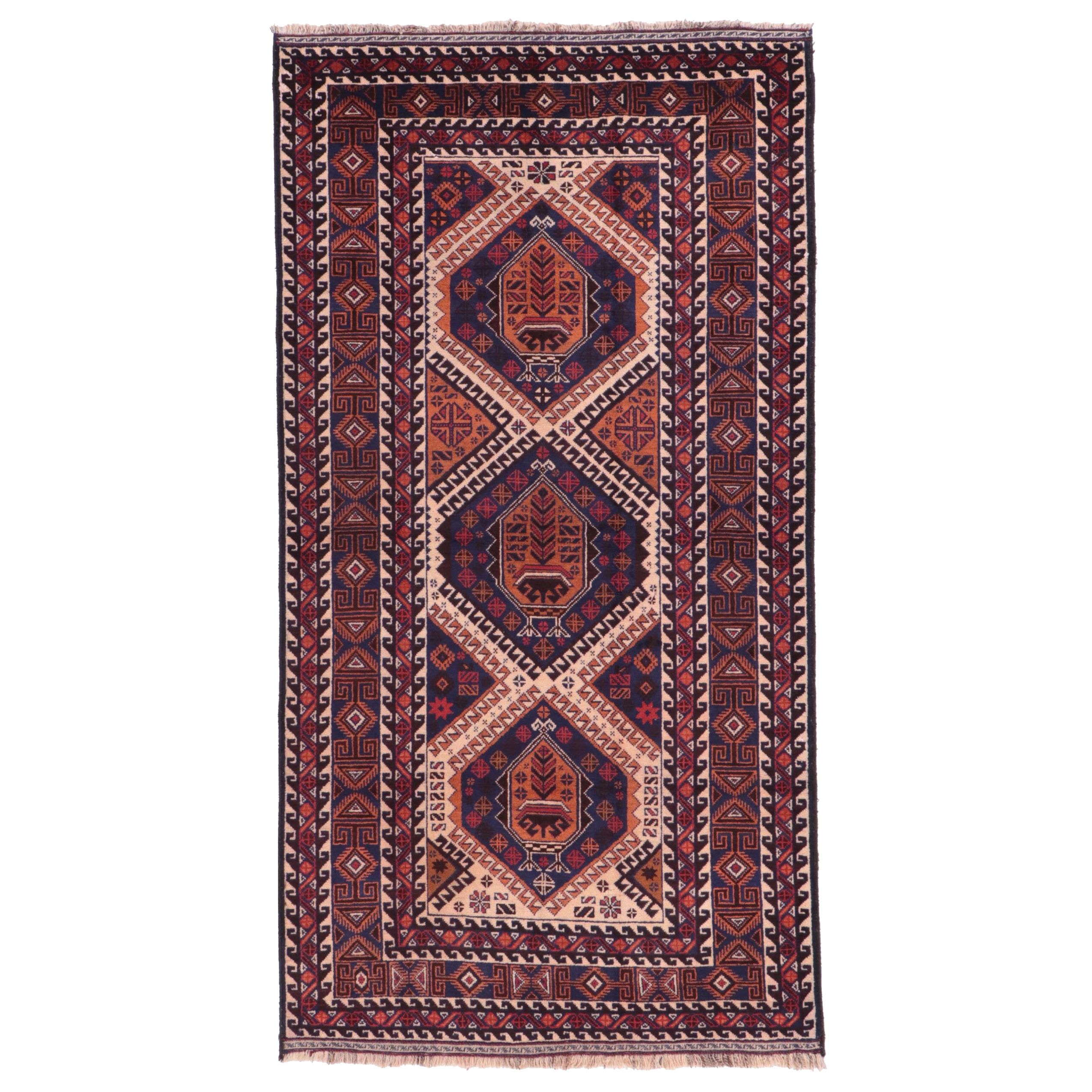 3'7 x 6'11 Hand-Knotted Afghan Aimaq Area Rug
