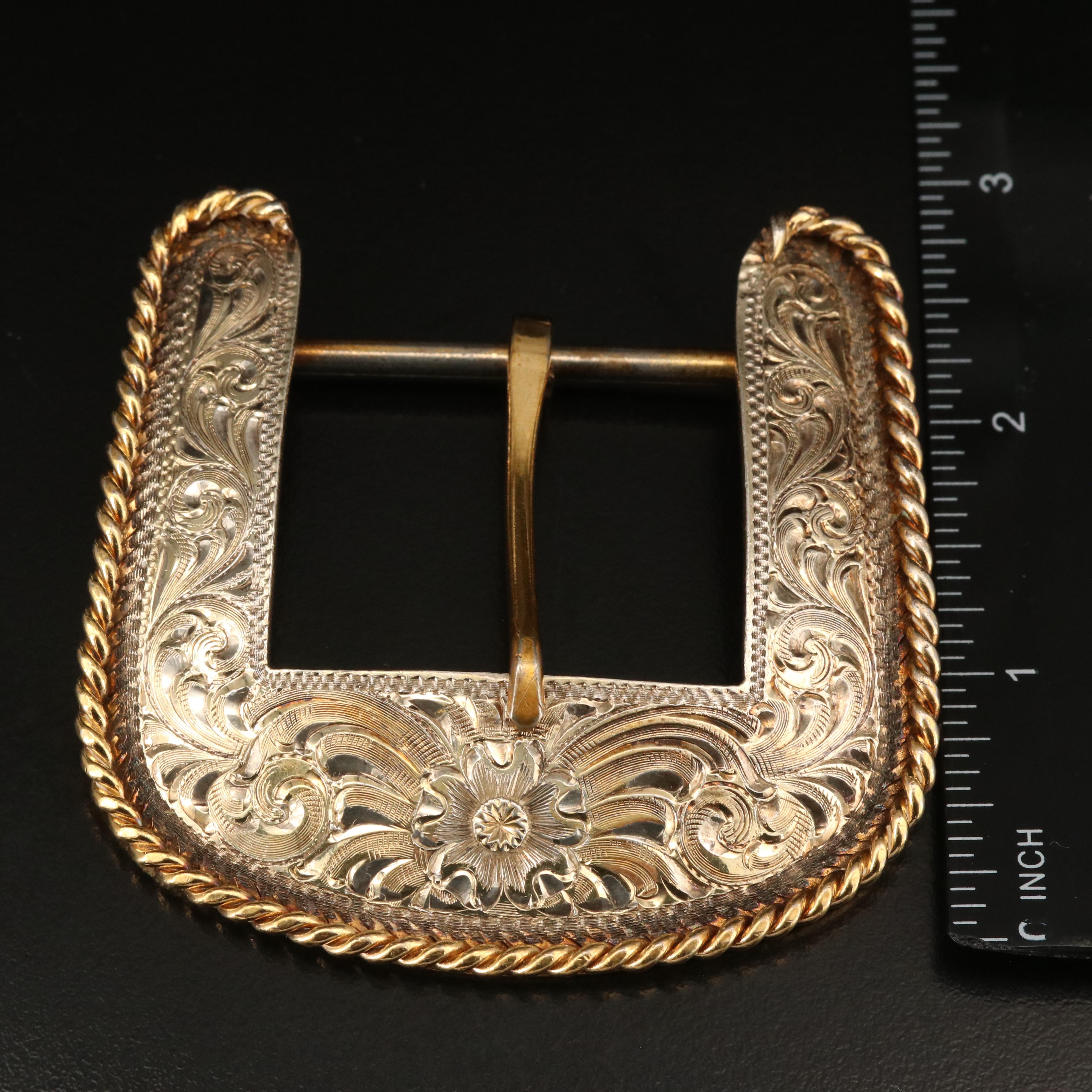 Montana Silversmiths Sterling Engraved Belt Buckle