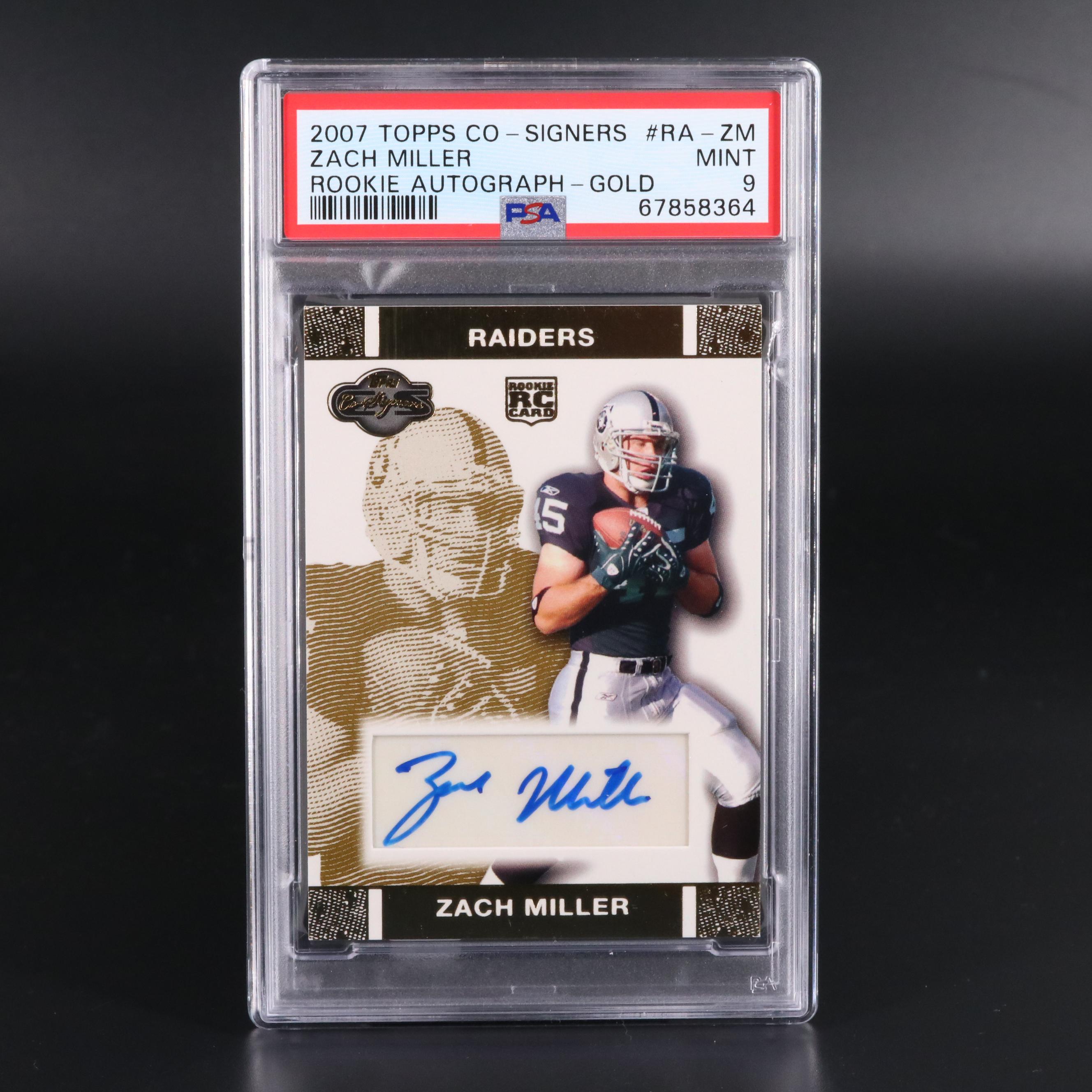 2007 Topps Co Signers Rookie Autograph Gold Zach Miller 11/25 PSA 9 #RA-ZM