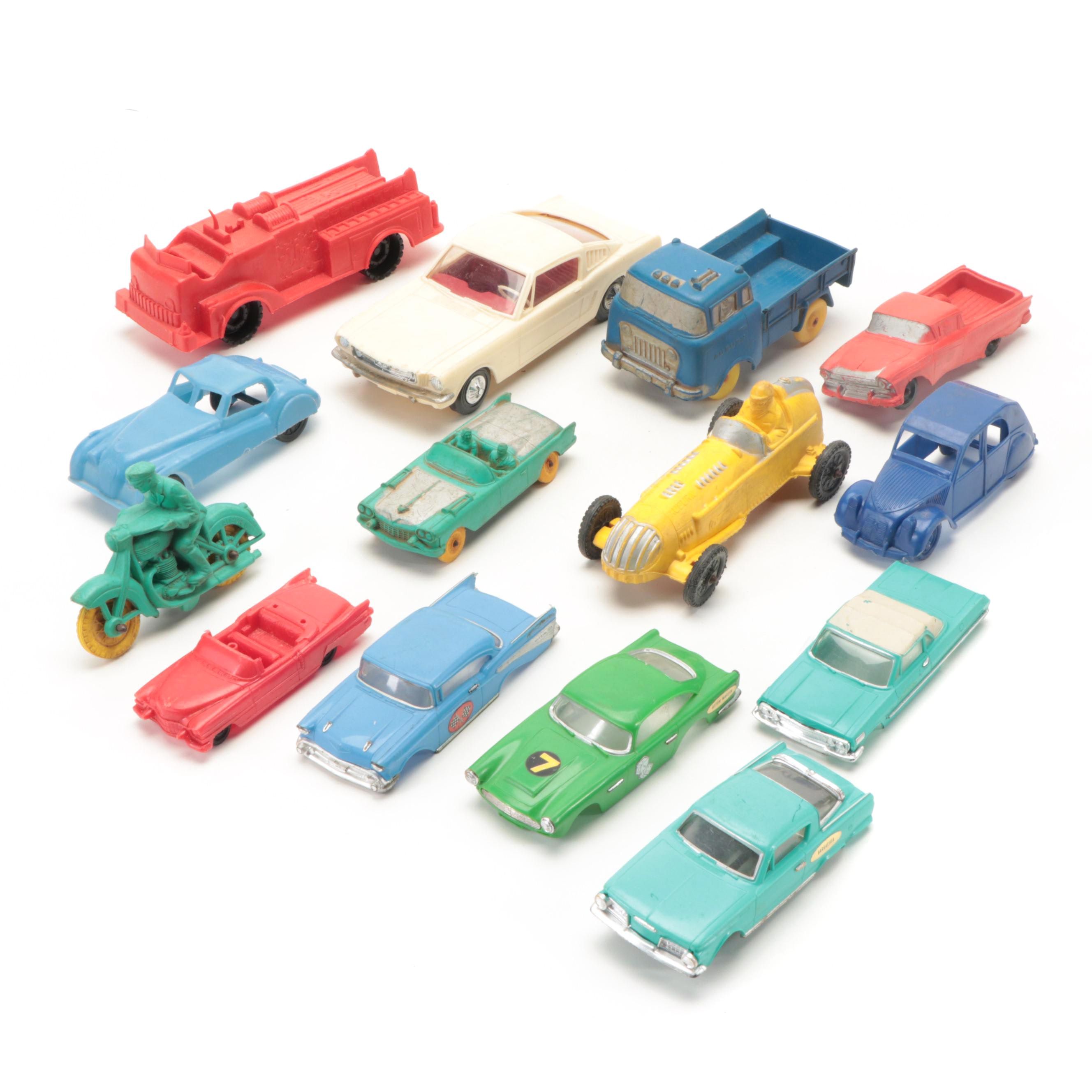 Auburn Cars with Ideal Toys Motorific Car and Chassis and Other Plastic Cars