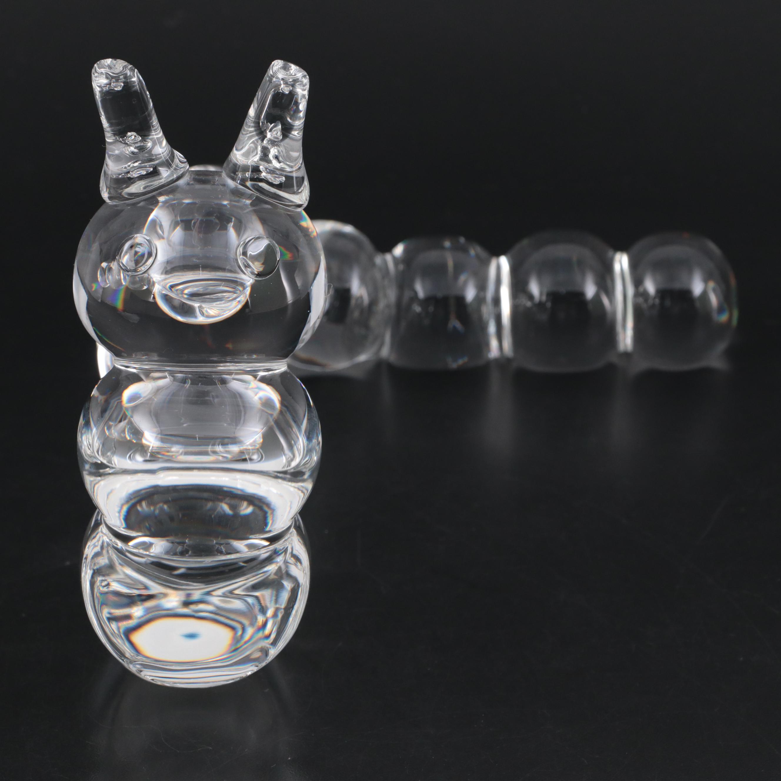 Steuben Art Glass "Caterpillar" Figurine Designed by Paul Yenawine