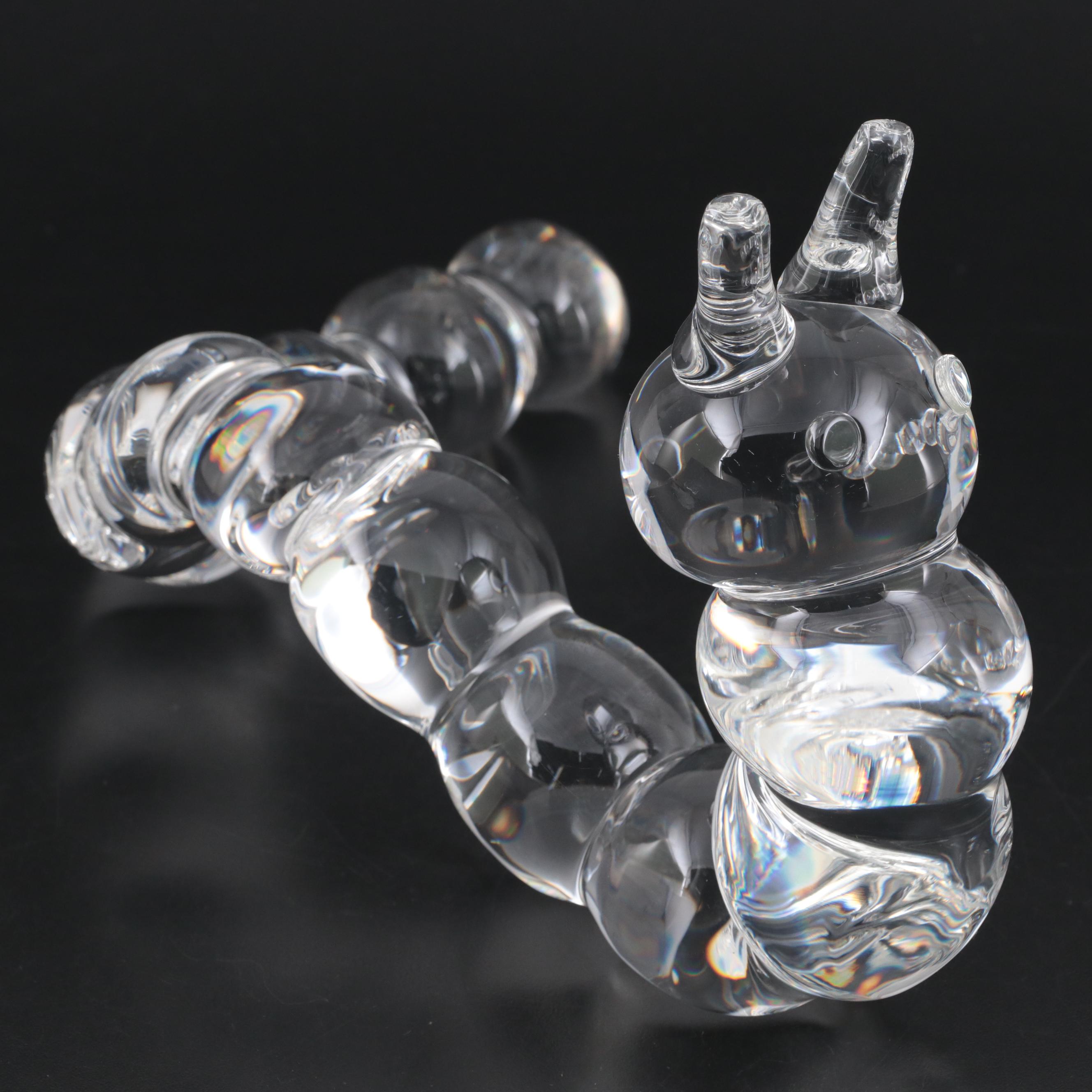 Steuben Art Glass "Caterpillar" Figurine Designed by Paul Yenawine