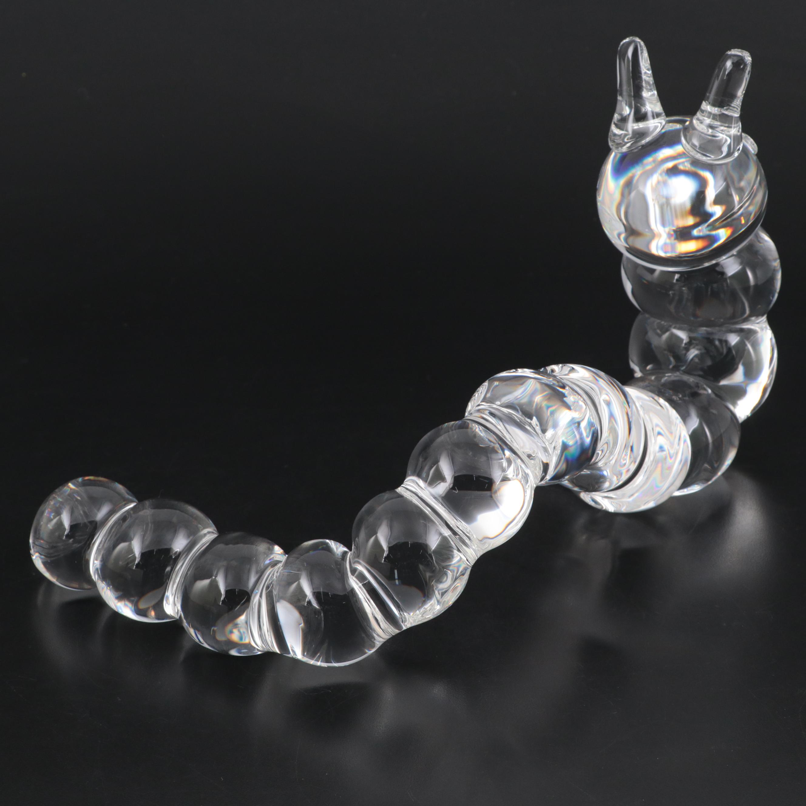 Steuben Art Glass "Caterpillar" Figurine Designed by Paul Yenawine