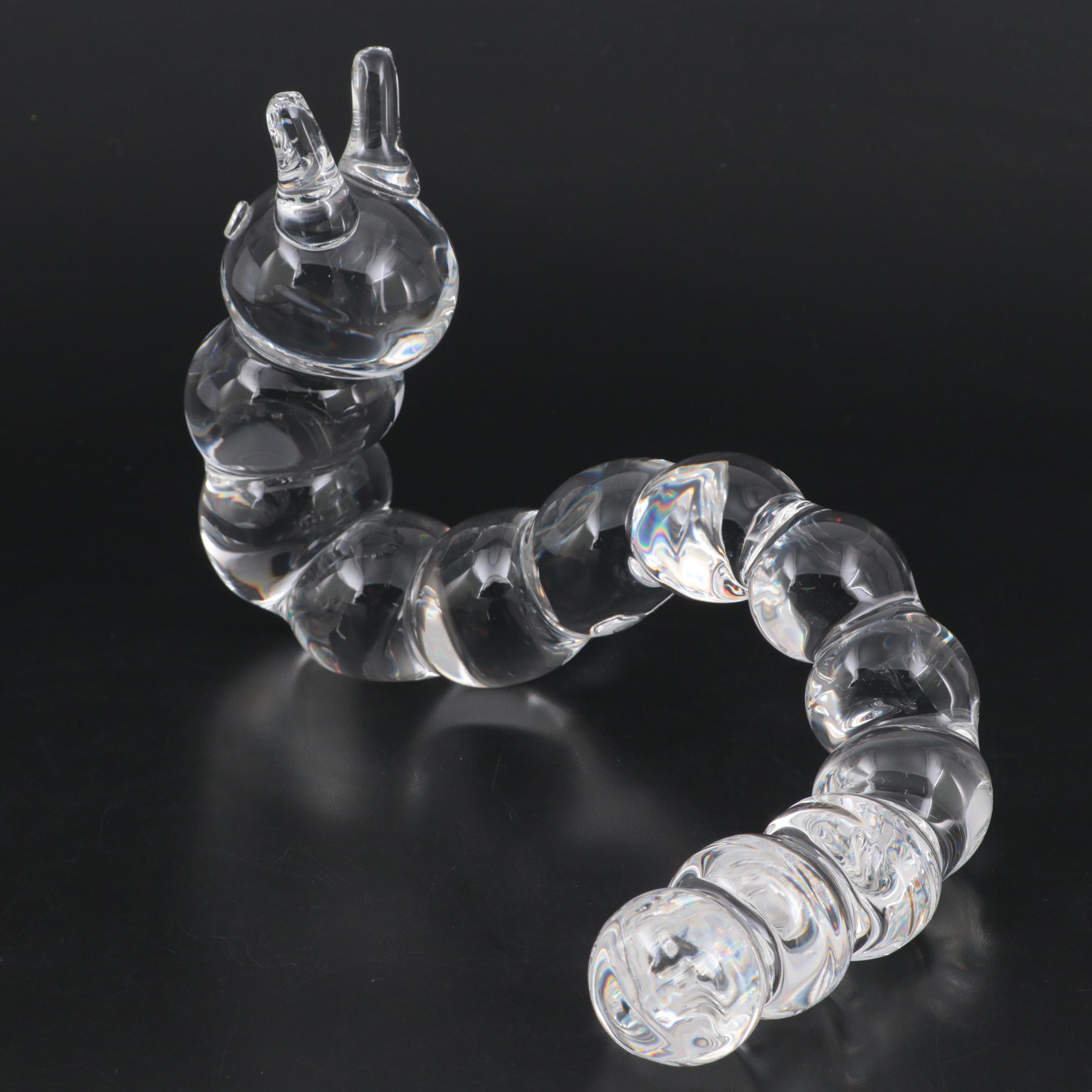 Steuben Art Glass "Caterpillar" Figurine Designed by Paul Yenawine
