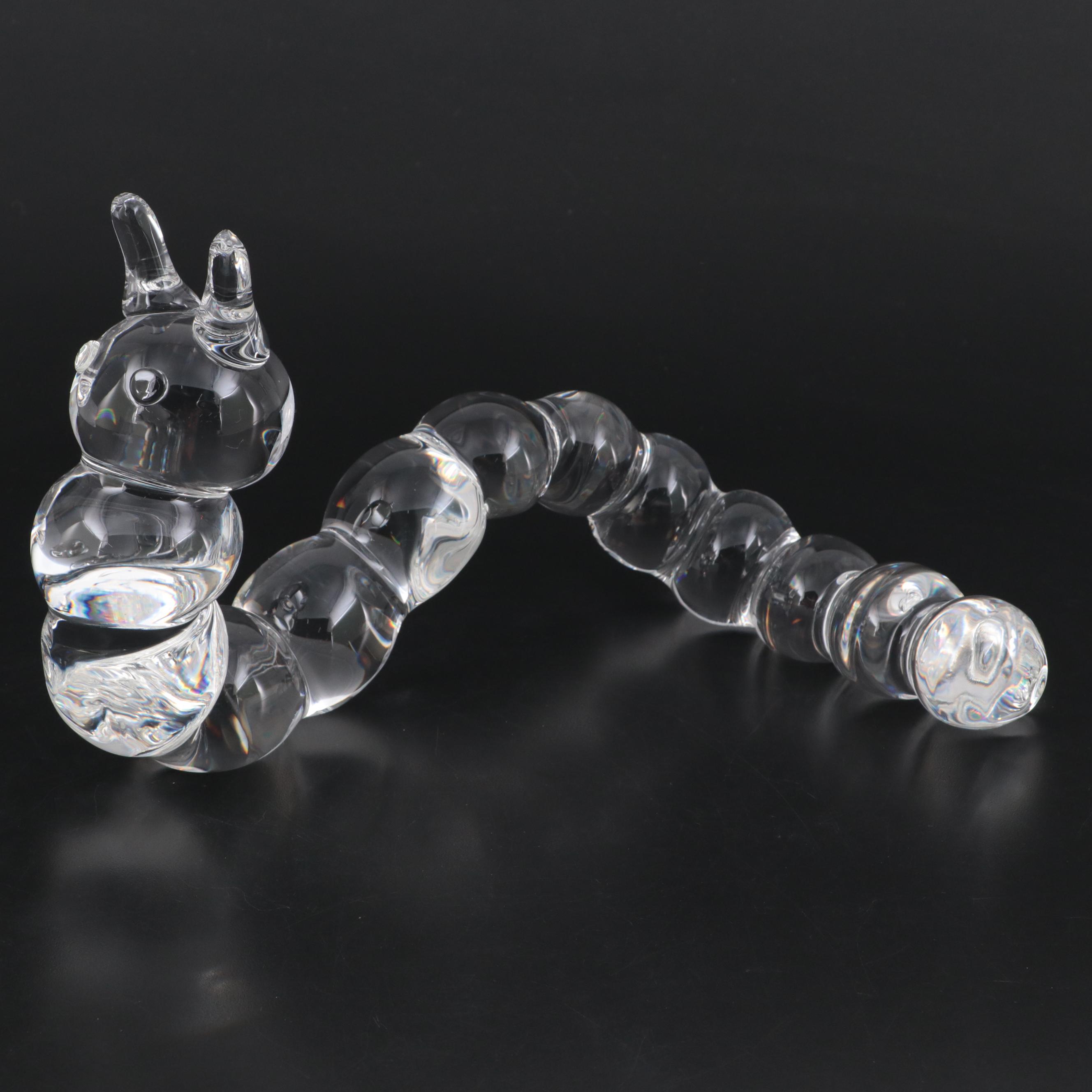 Steuben Art Glass "Caterpillar" Figurine Designed by Paul Yenawine