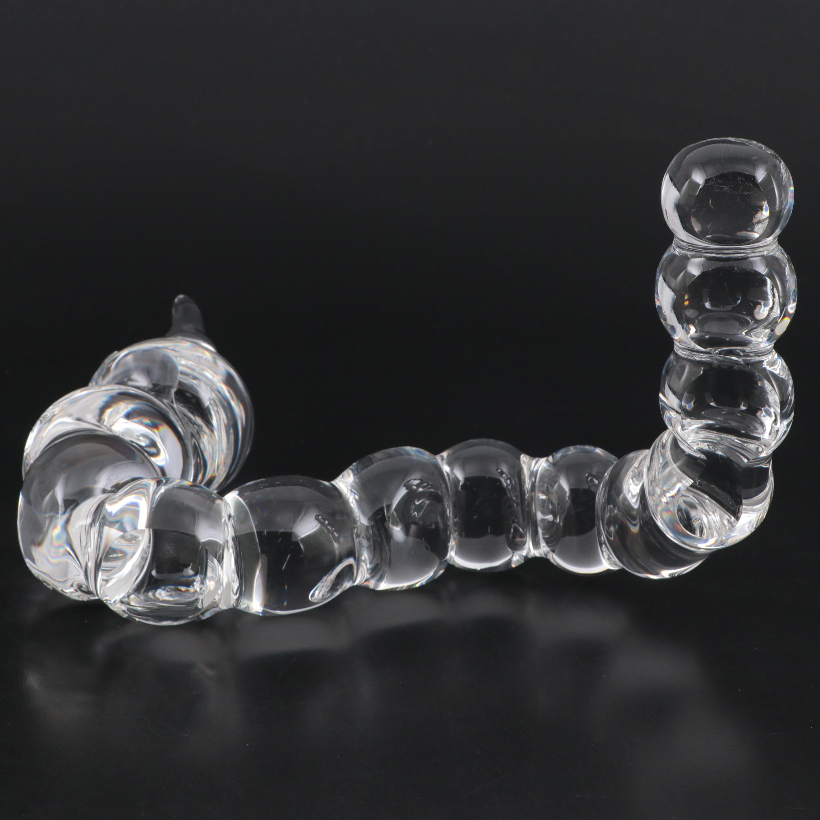 Steuben Art Glass "Caterpillar" Figurine Designed by Paul Yenawine