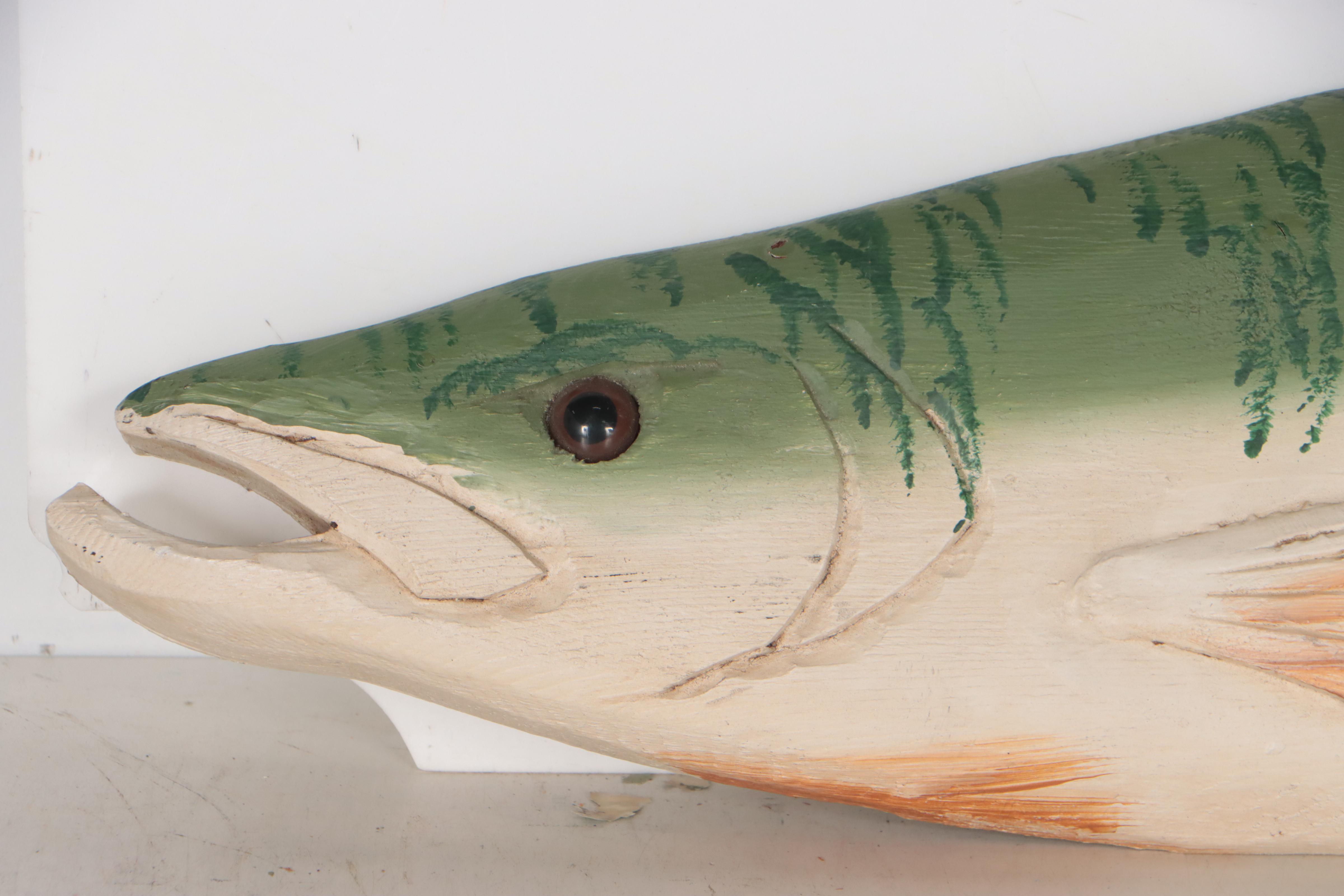 Guy Leslie Carved Wooden Fish Wall Hanging, 1997