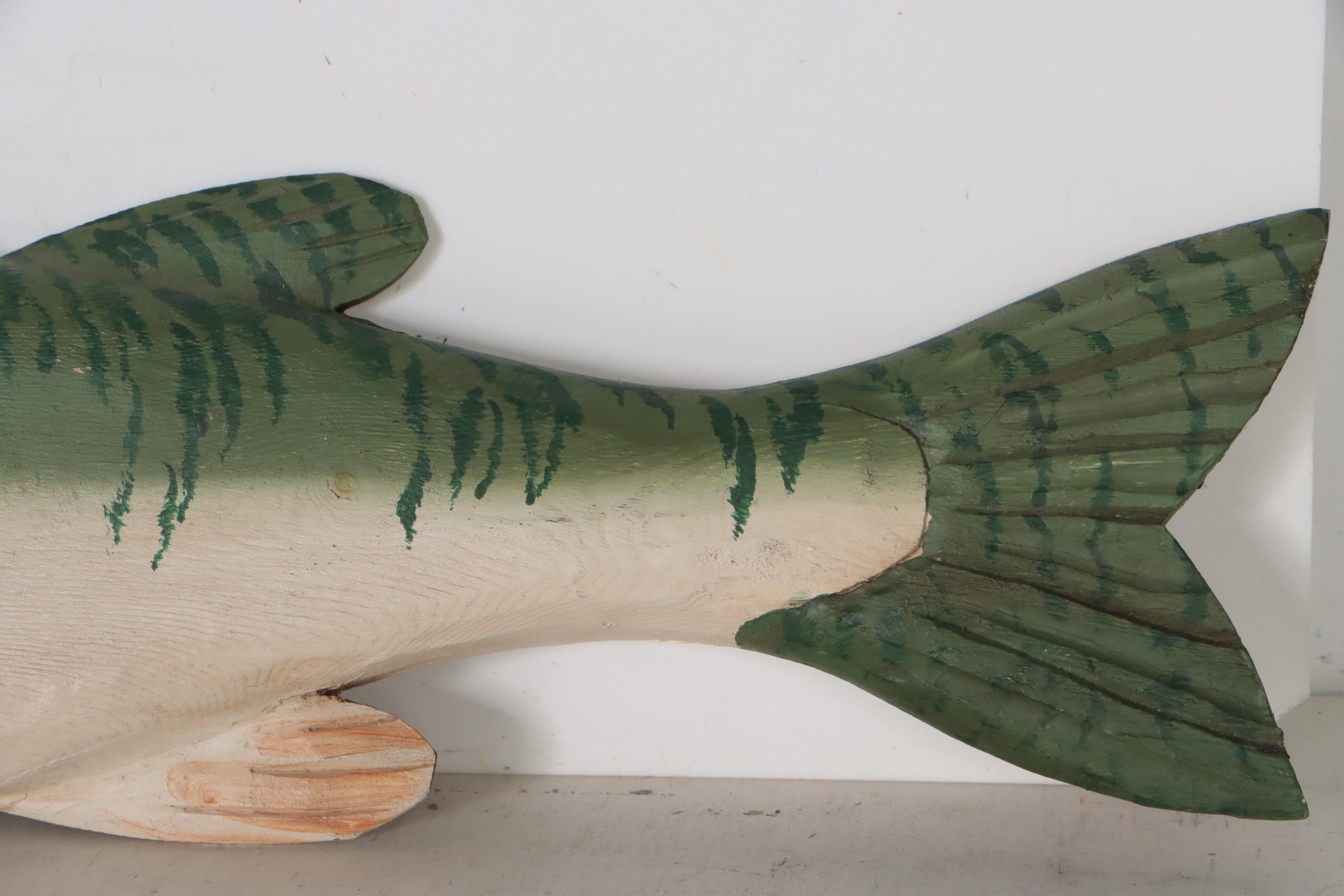 Guy Leslie Carved Wooden Fish Wall Hanging, 1997