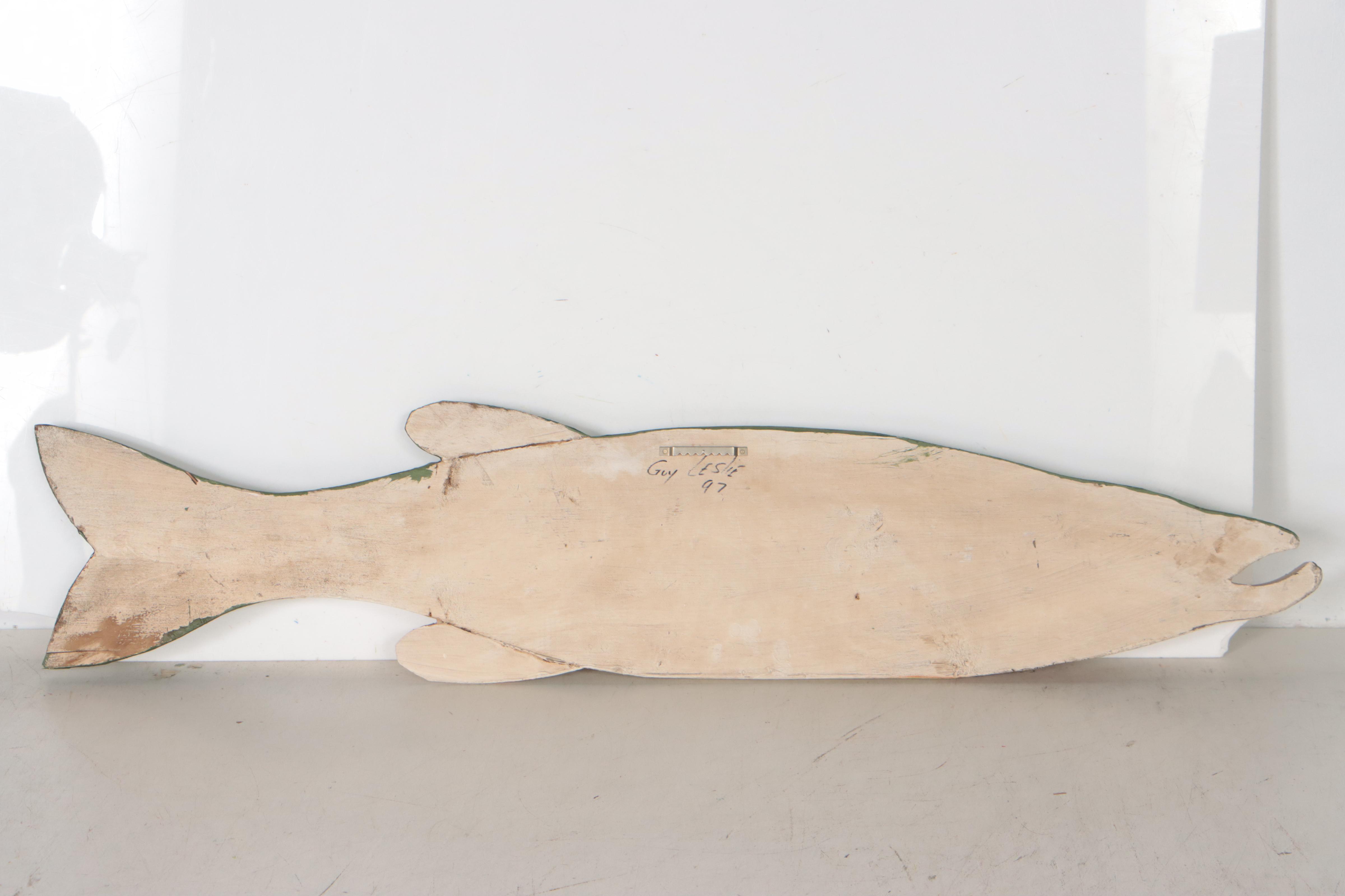Guy Leslie Carved Wooden Fish Wall Hanging, 1997
