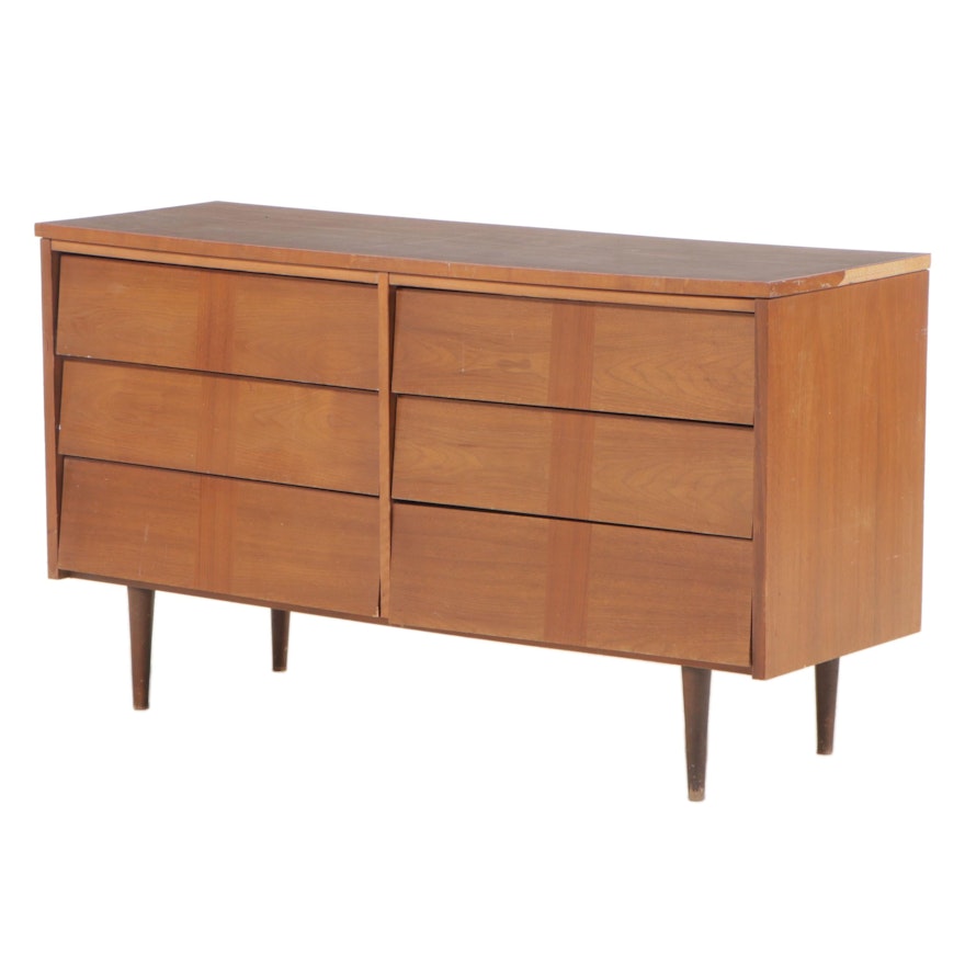 Ward Furniture Walnut and Laminate Modernist Double Dresser