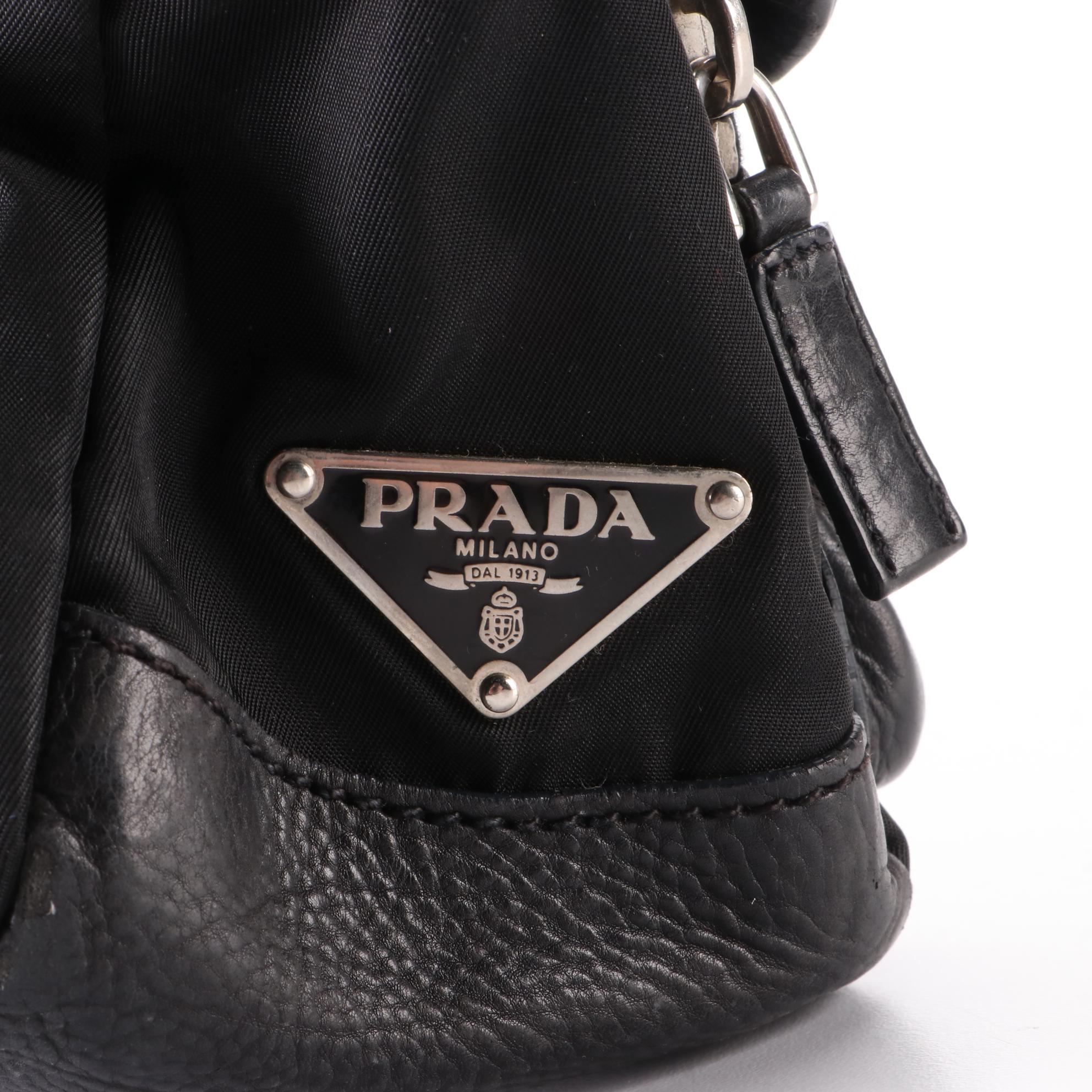 Prada Double Pocket Buckle Flap Bag in Black Nylon Gabardine and Leather
